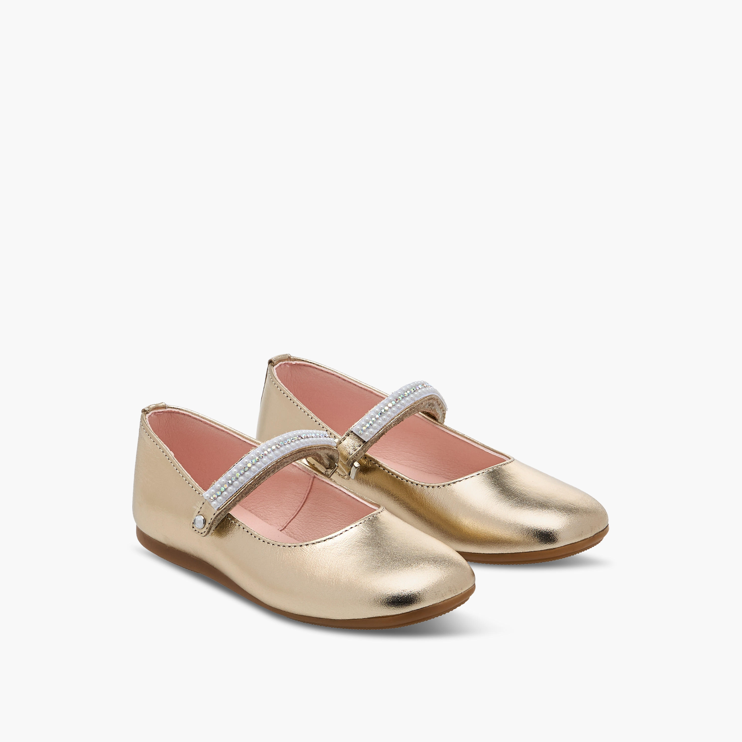 Pablosky Girls' Pearl Embellished Mary Jane Shoes with Hook and Loop Closure-girls-shoes-maryjanes-image-1
