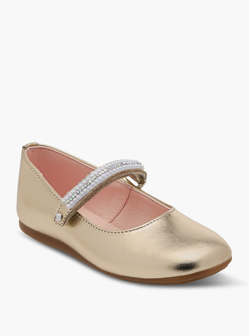 Pablosky Girls' Pearl Embellished Mary Jane Shoes with Hook and Loop Closure-girls-shoes-maryjanes-image-2