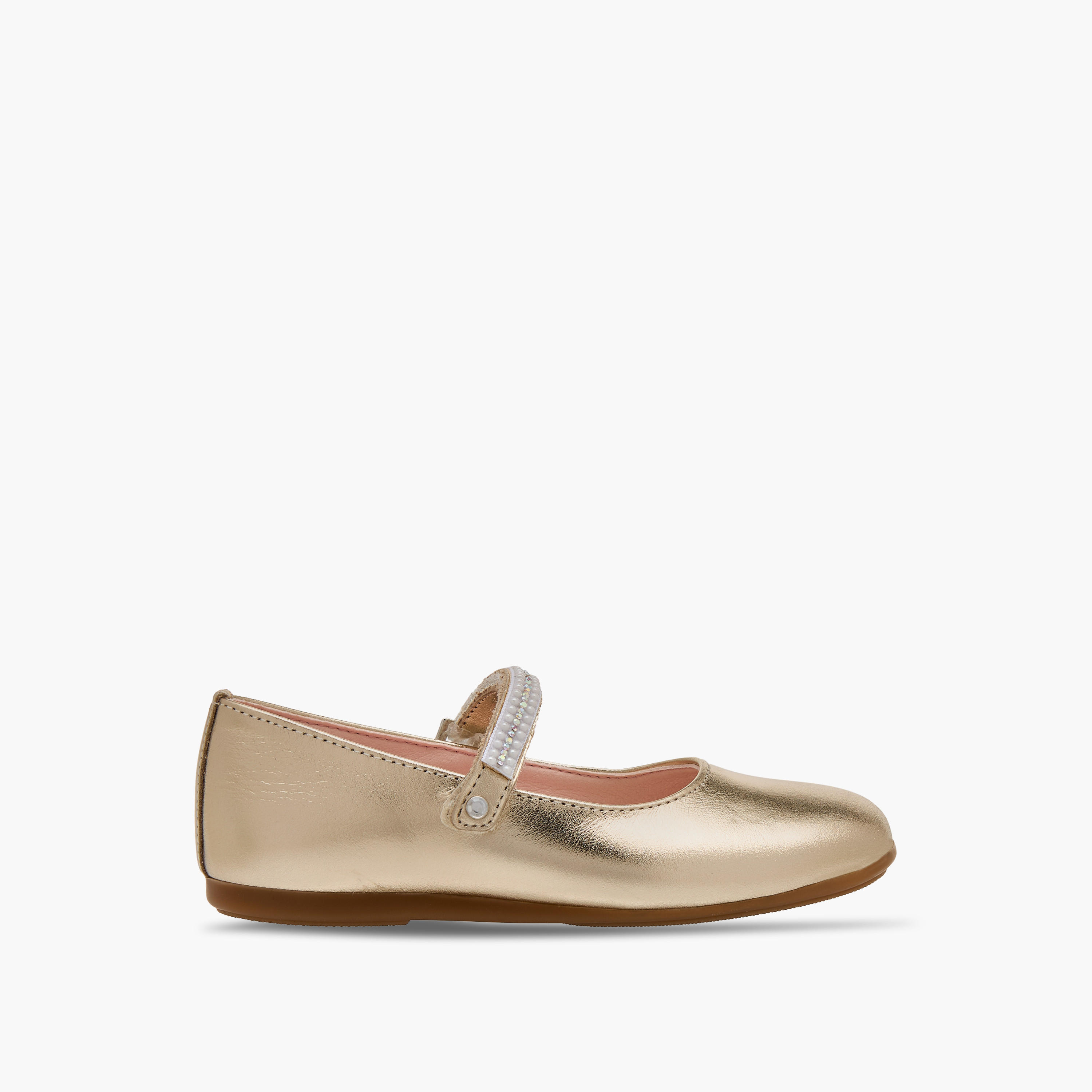 Pablosky Girls' Pearl Embellished Mary Jane Shoes with Hook and Loop Closure-girls-shoes-maryjanes-image-3