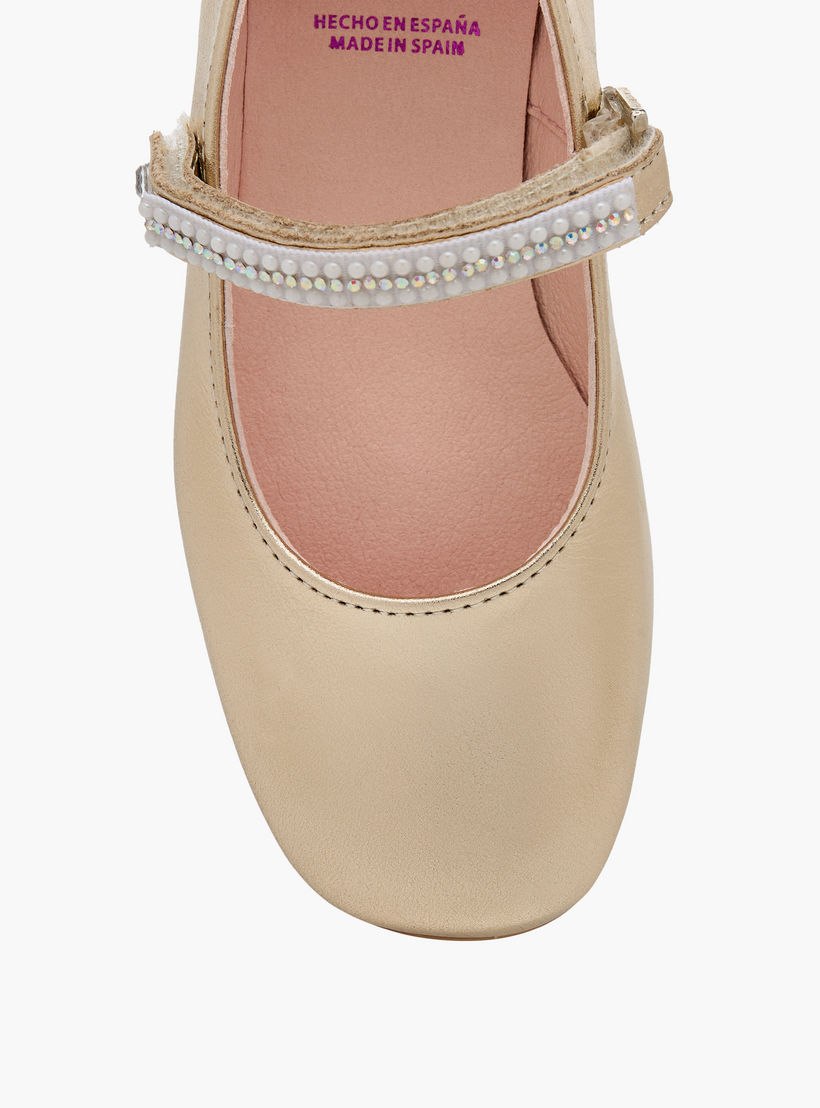 Pablosky Girls' Pearl Embellished Mary Jane Shoes with Hook and Loop Closure-girls-shoes-maryjanes-image-4