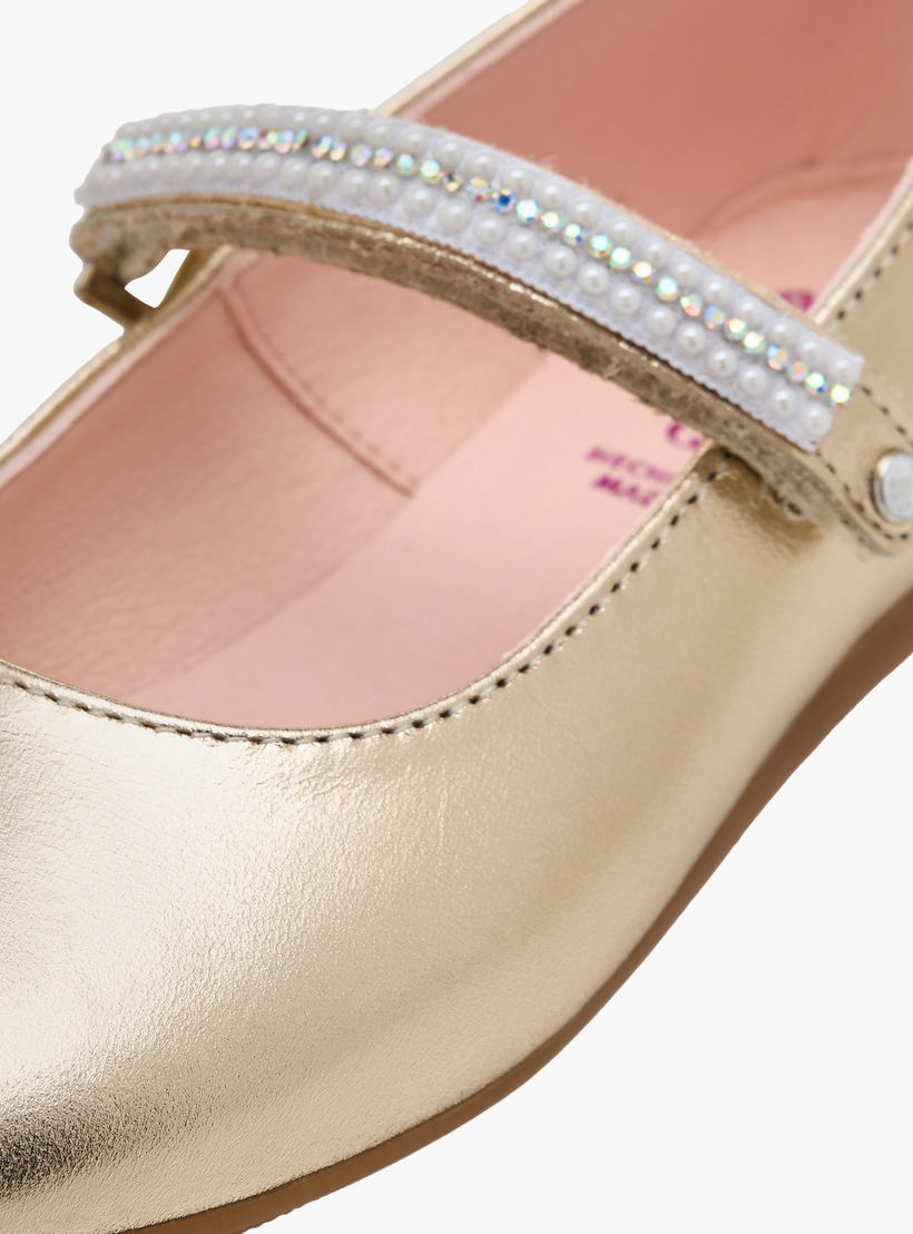 Pablosky Girls' Pearl Embellished Mary Jane Shoes with Hook and Loop Closure-girls-shoes-maryjanes-image-6