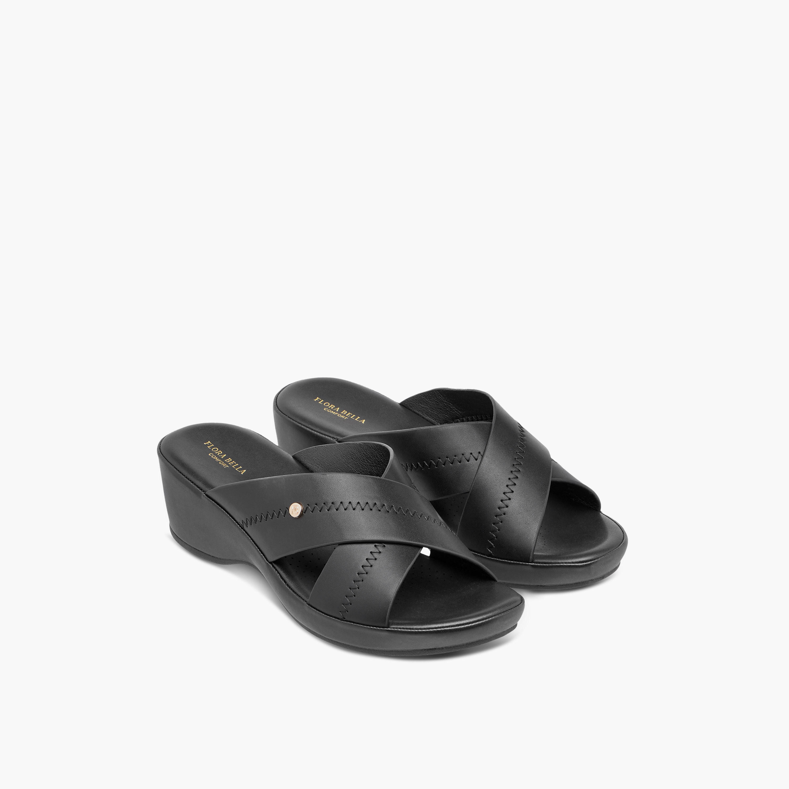Flora Bella Solid Slip-On Cross Strap Sandals with Block Heels-women-shoes-sandals-heeled-image-1