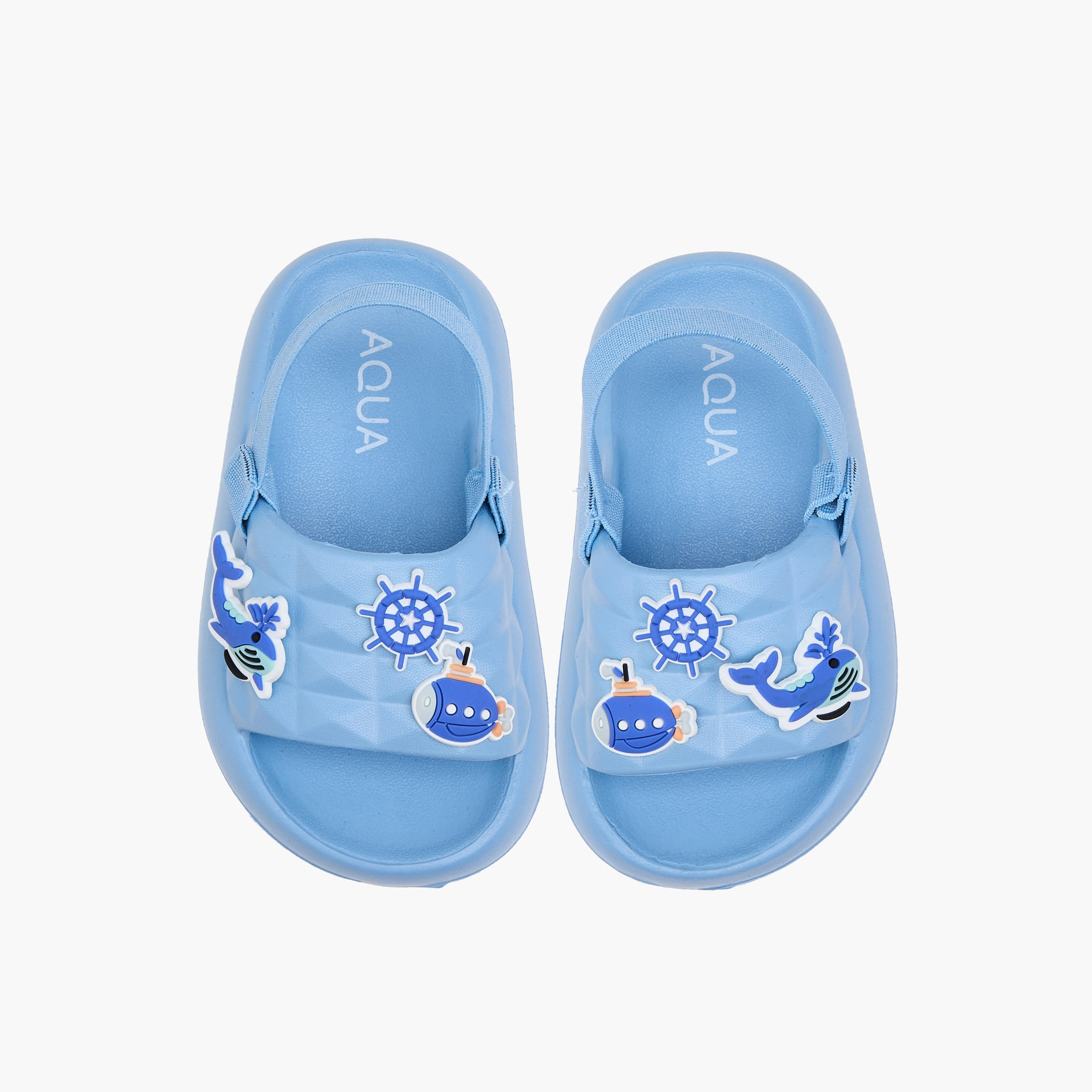 Aqua Sea Applique Slides with Elasticated Strap-boys-shoes-sandals-image-1