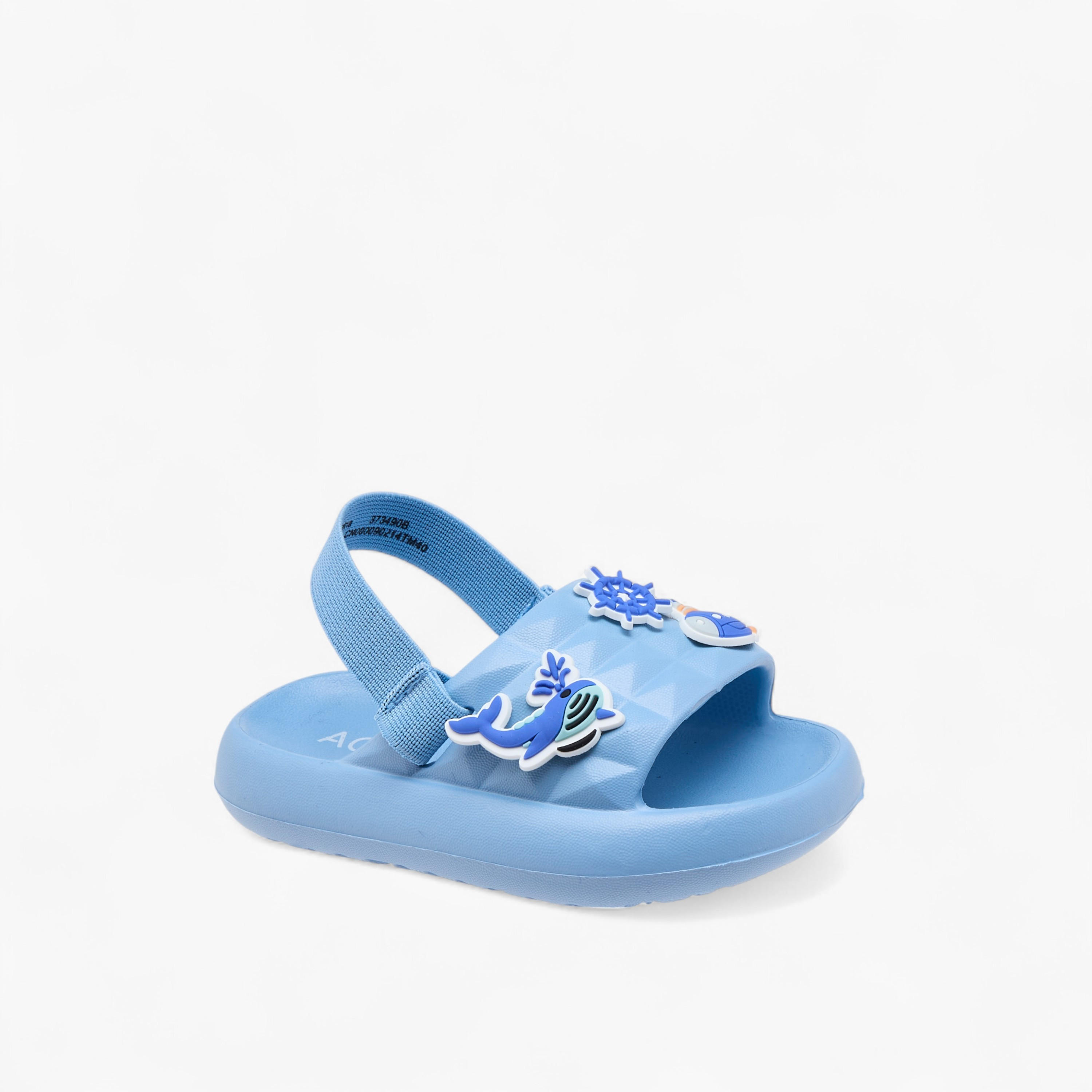 Aqua Sea Applique Slides with Elasticated Strap-boys-shoes-sandals-image-2