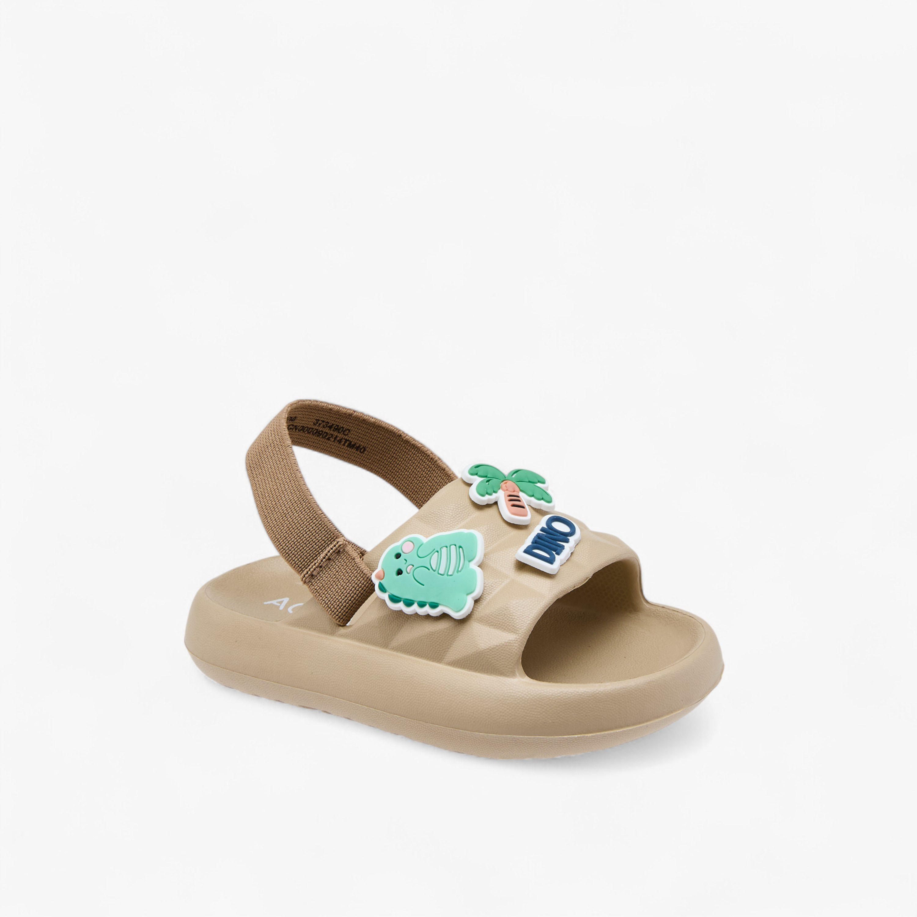 Aqua Dinosaur Applique Slides with Elasticated Strap-boys-shoes-sandals-image-2