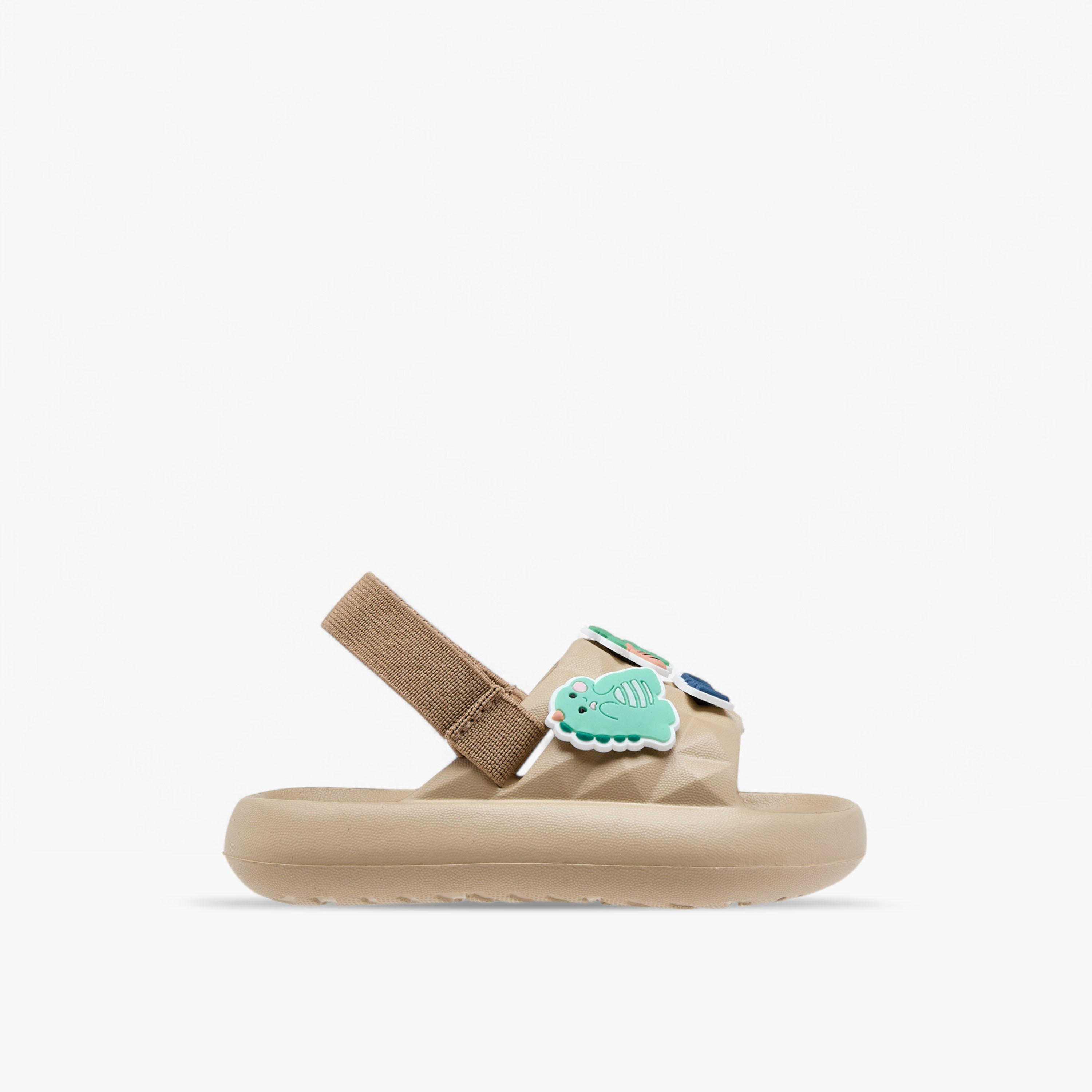 Aqua Dinosaur Applique Slides with Elasticated Strap-boys-shoes-sandals-image-3