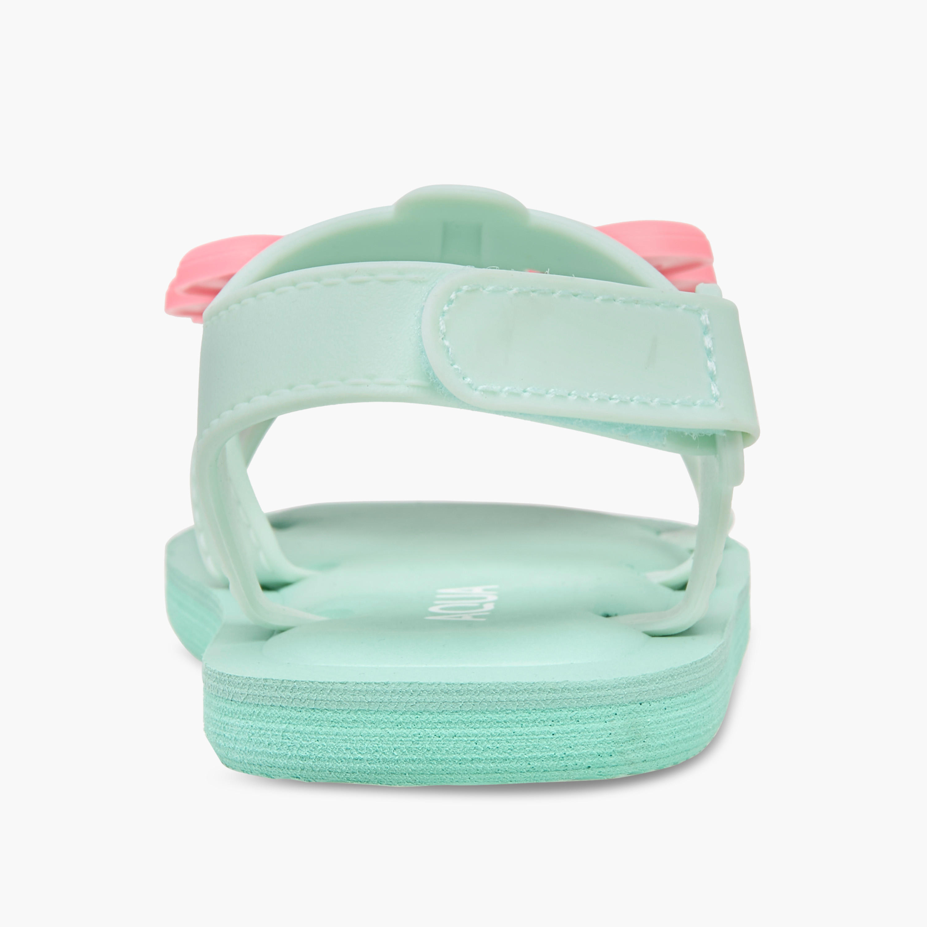 Aqua Flower Applique Sandals with Hook and Loop Closure-girls-shoes-sandals-image-4