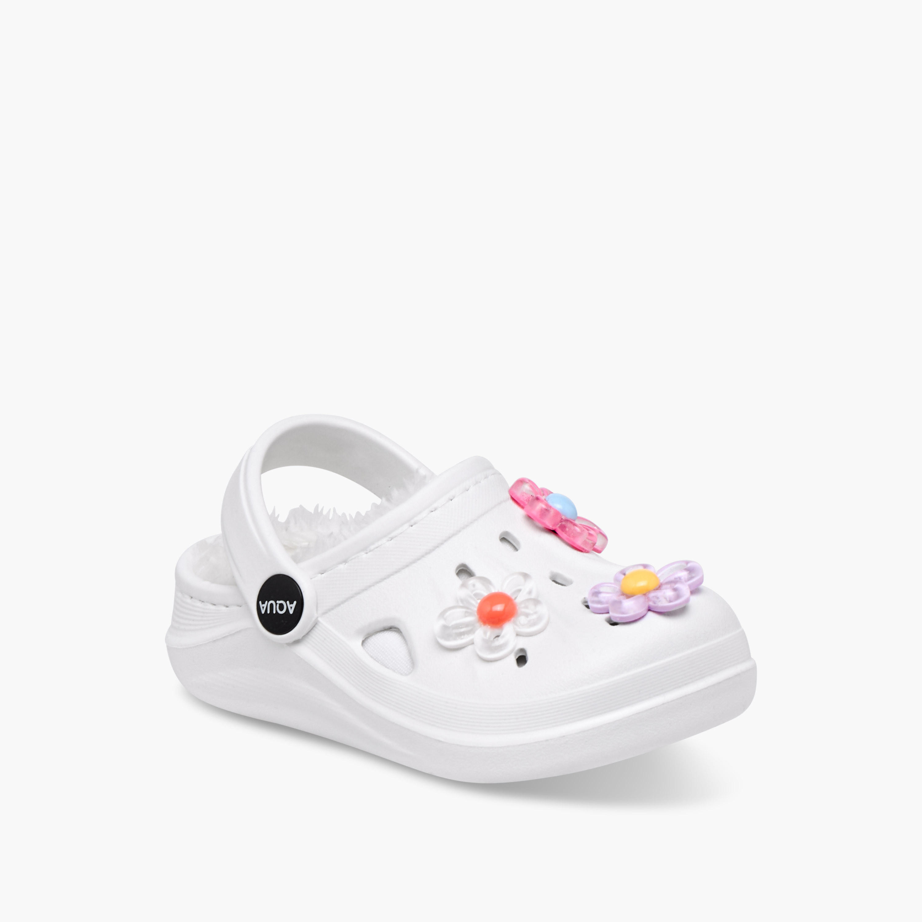Aqua Floral Accent Clogs with Backstrap-girls-shoes-sandals-image-2