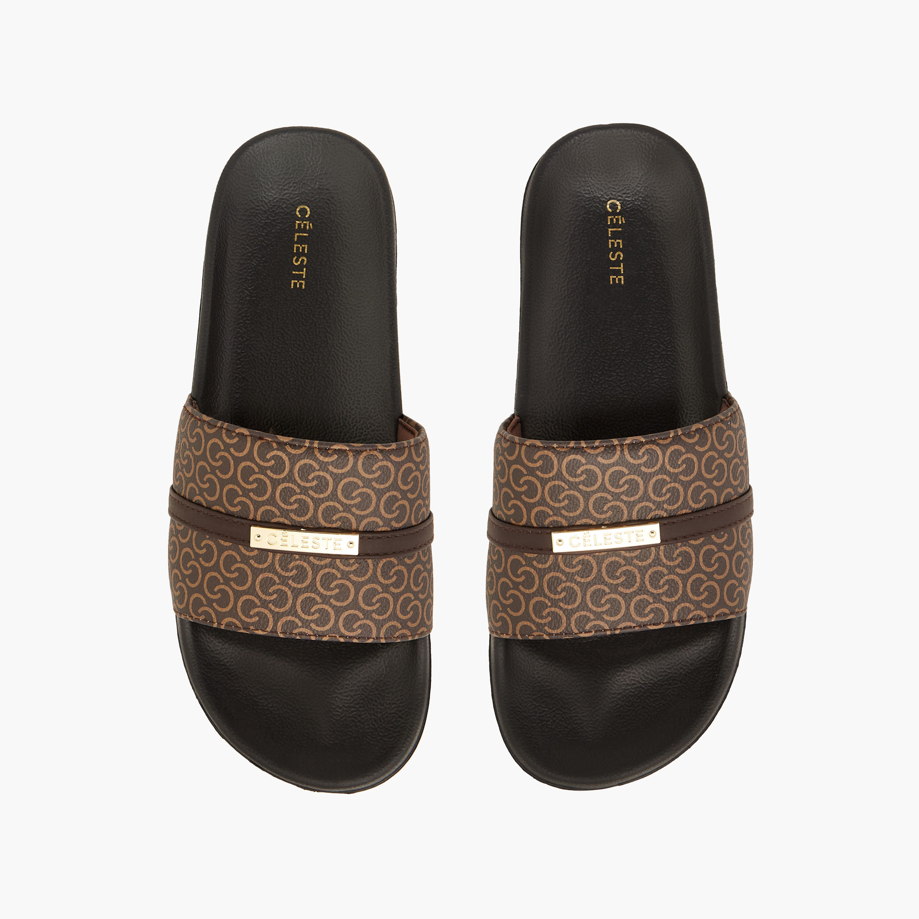 شبشب سهل الارتداء بطبعات مونوجرام للنساء من سيليست-women-shoes-flipflopsandslides-image-1