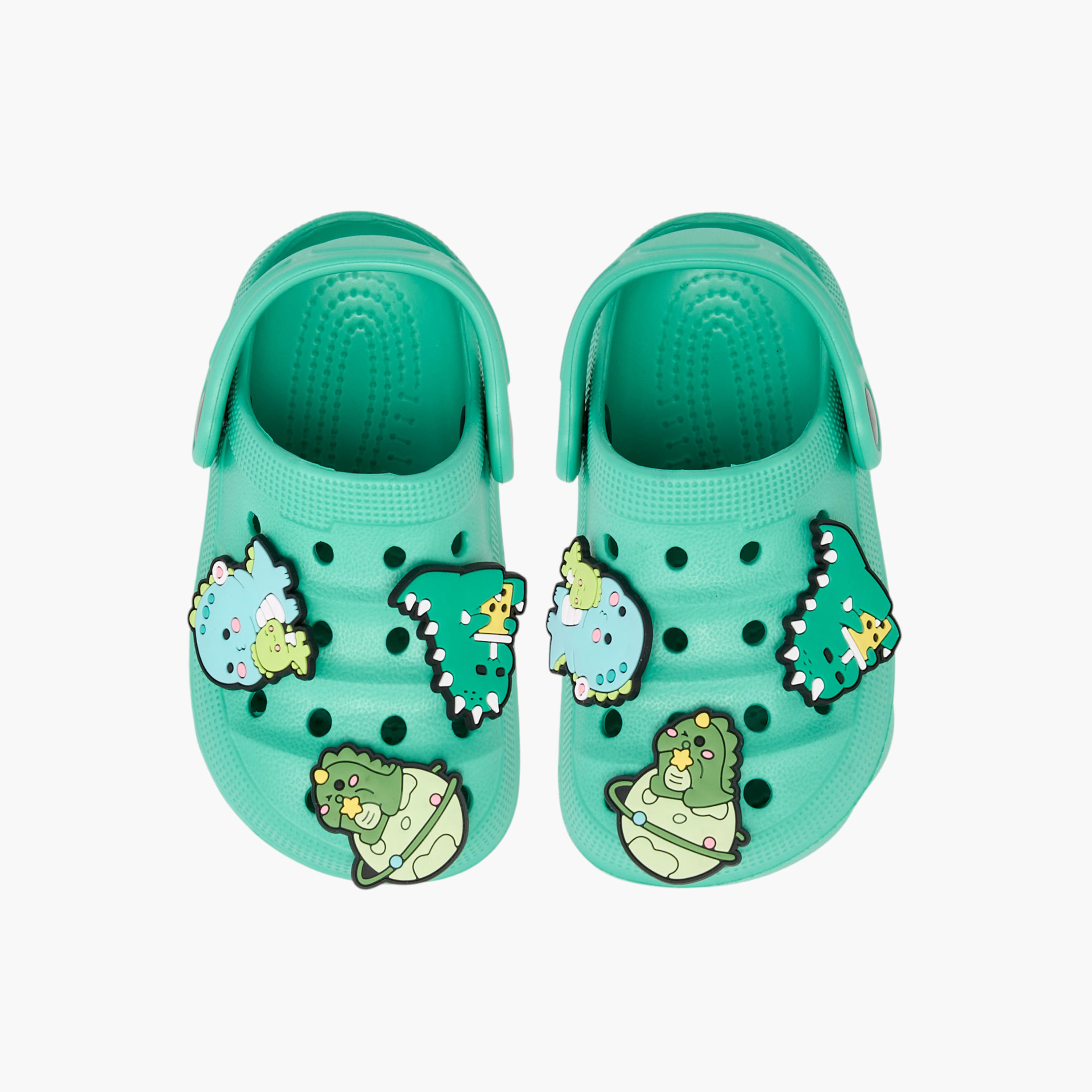 Aqua Dinosaur Jibbitz Accent Clogs with Backstrap-boys-shoes-sandals-image-1