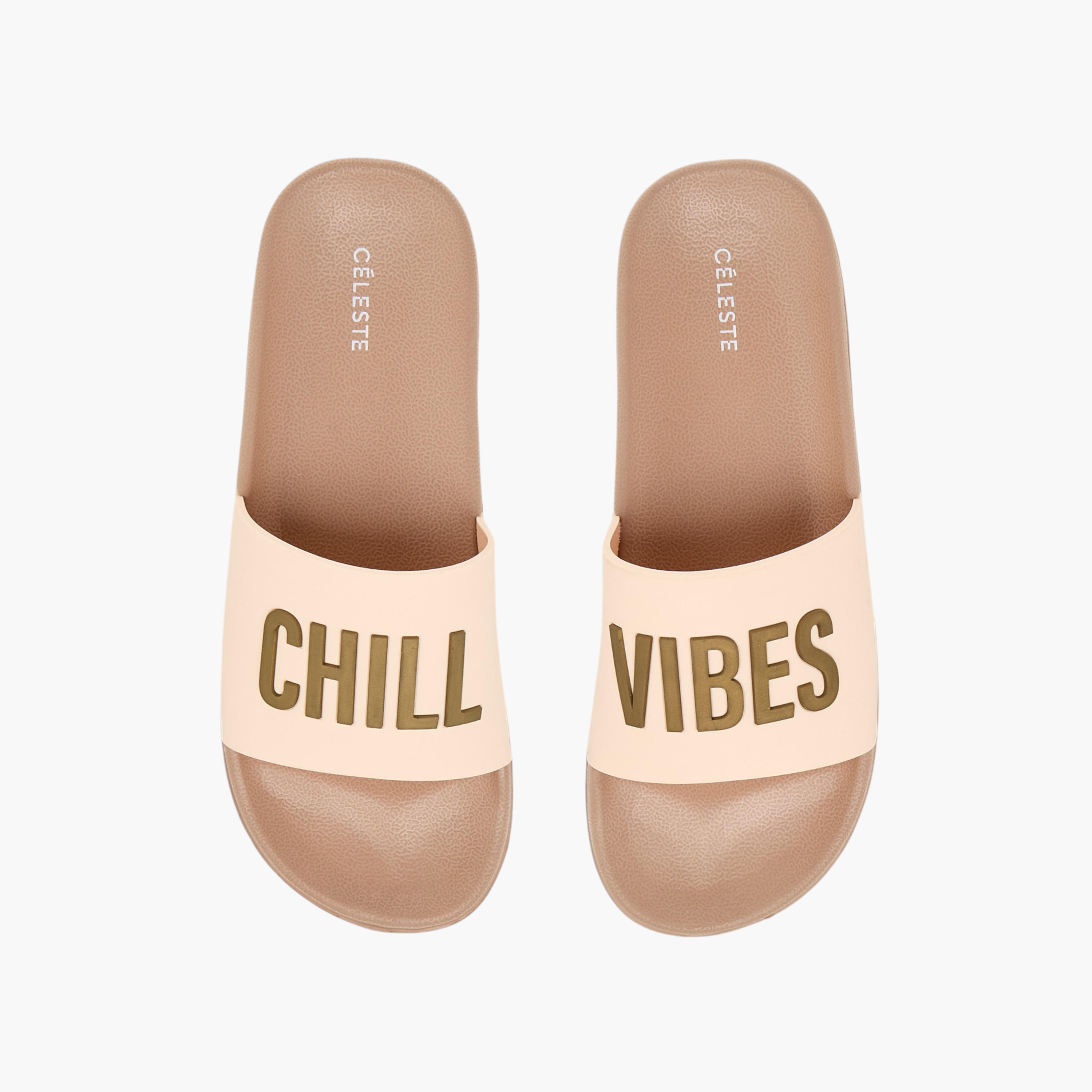Celeste Women's Slogan Embossed Slides-women-shoes-flipflopsandslides-image-1