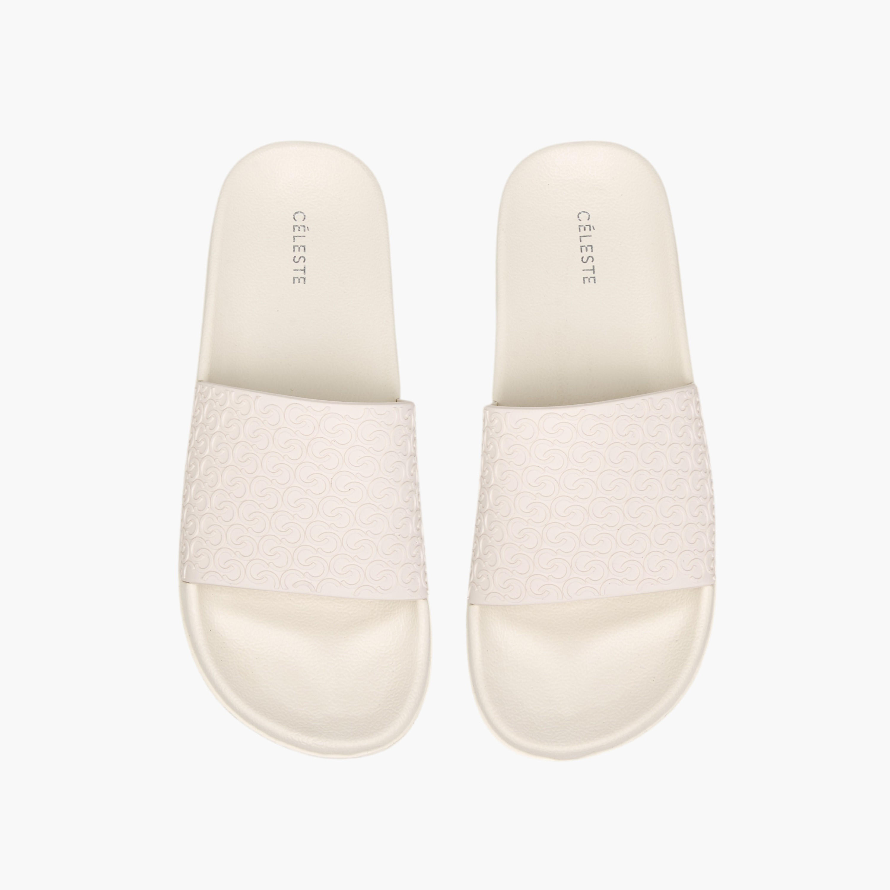 Celeste Women's Monogram Embossed Slide Slippers-women-shoes-flipflopsandslides-image-1