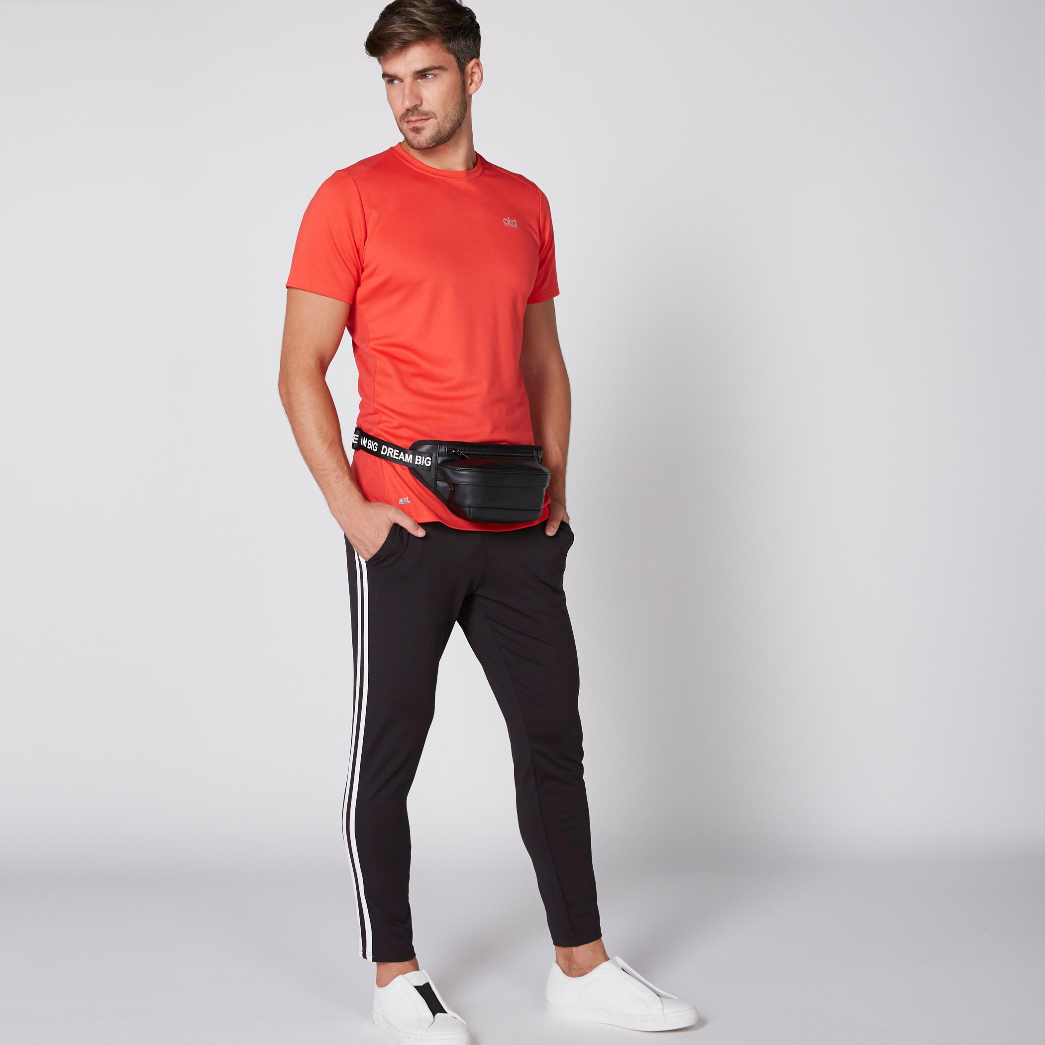 Full Length Track Pants with Elasticised Waistband and Tape Detail-men-clothing-bottoms-trousersandchinos-trousers-image-1