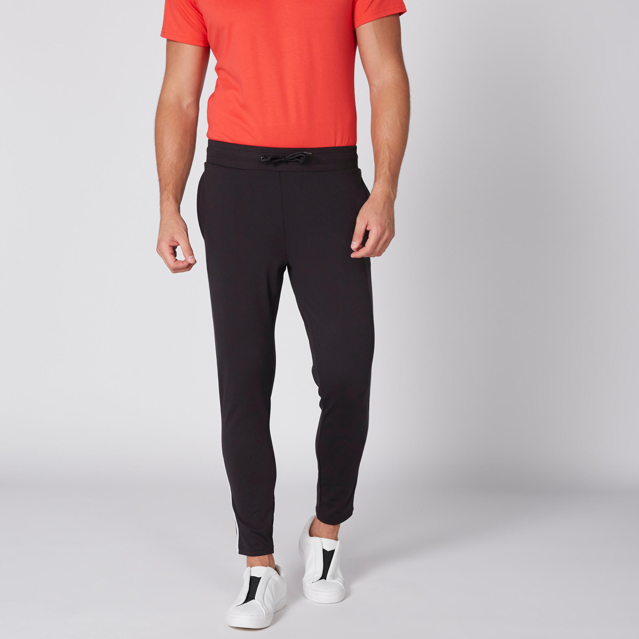 Full Length Track Pants with Elasticised Waistband and Tape Detail-men-clothing-bottoms-trousersandchinos-trousers-image-3