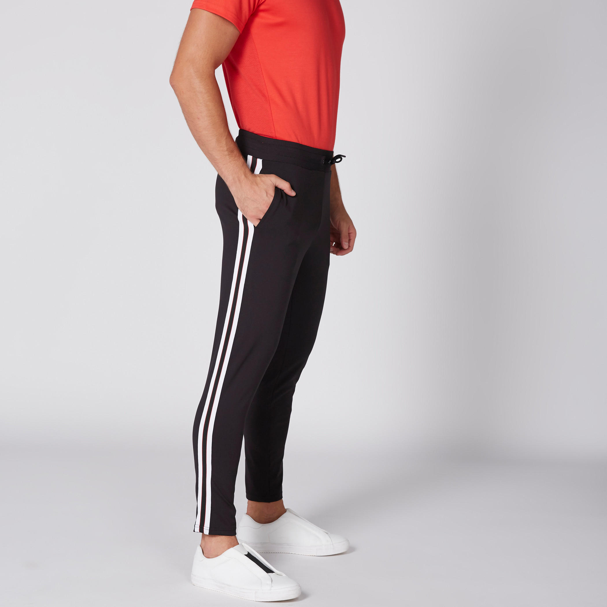 Full Length Track Pants with Elasticised Waistband and Tape Detail-men-clothing-bottoms-trousersandchinos-trousers-image-4