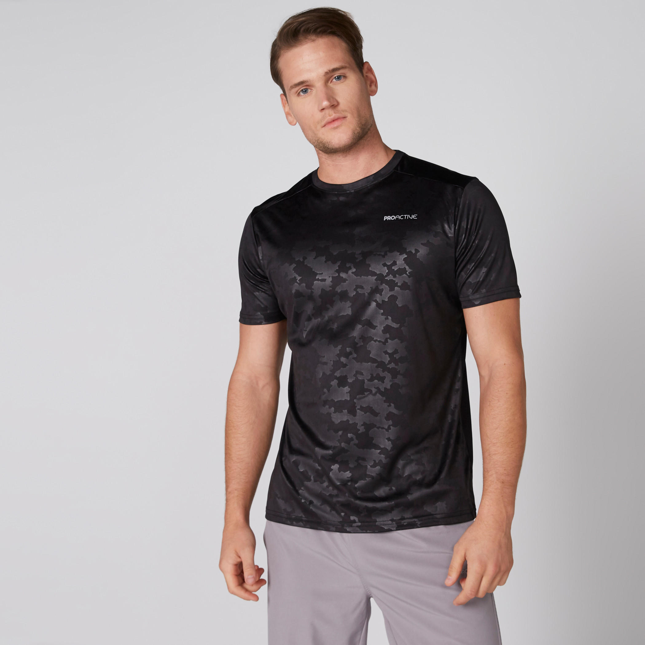 Printed T-Shirt with Short Sleeves and Mesh Insert-men-clothing-sportswearandactivewear-tshirtsandpolos-image-1