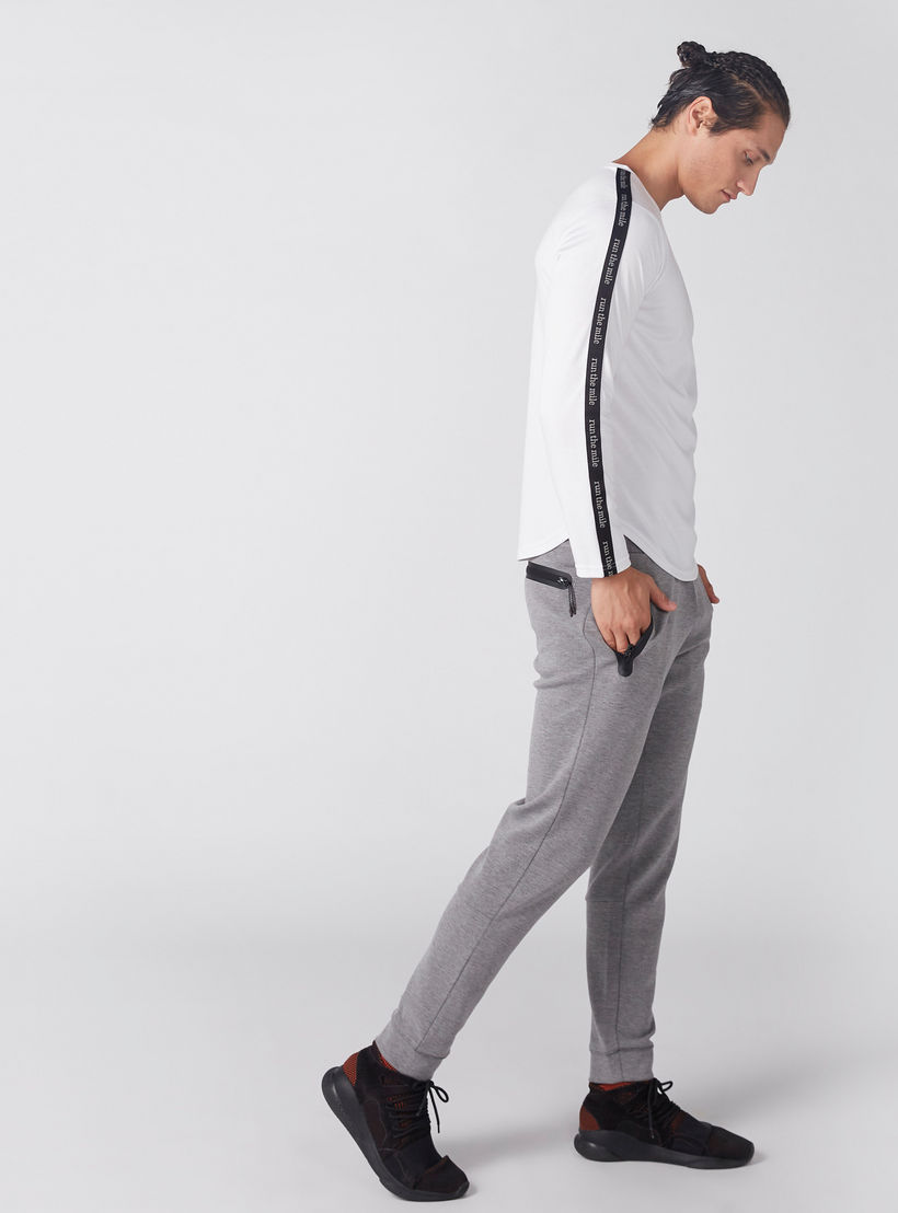Tape Detail T-Shirt with Round Neck and Long Sleeves-men-clothing-sportswearandactivewear-tshirtsandpolos-image-4