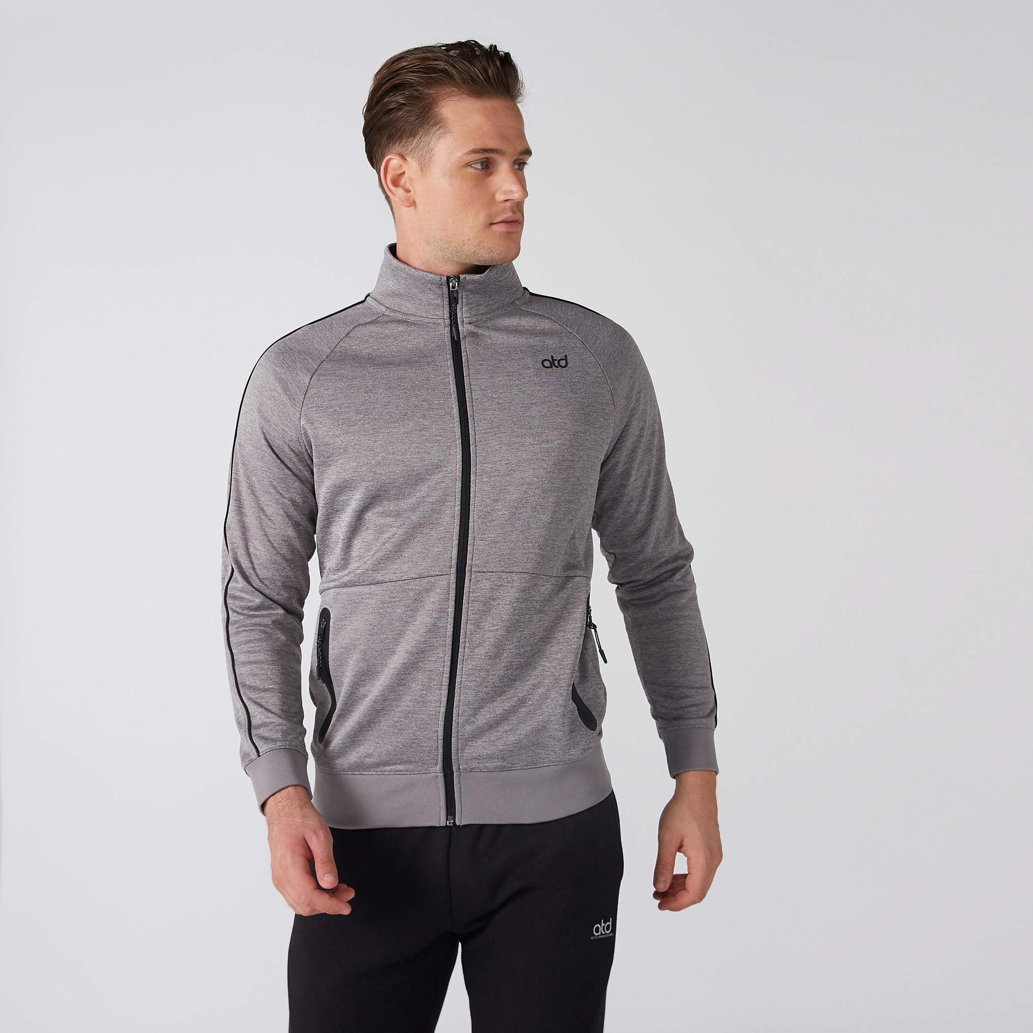 جاكيت بأكمام مغايرة وسحاب إغلاق وجيوب-men-clothing-jacketsandblazers-jackets-image-1