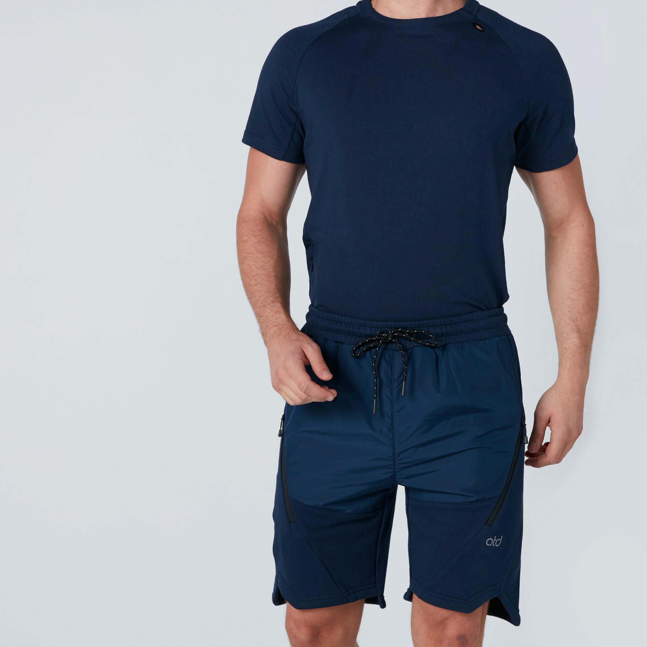 Mid-Rise Drawstring Shorts with Asymmetric Cut Detail-men-clothing-sportswearandactivewear-bottoms-image-1
