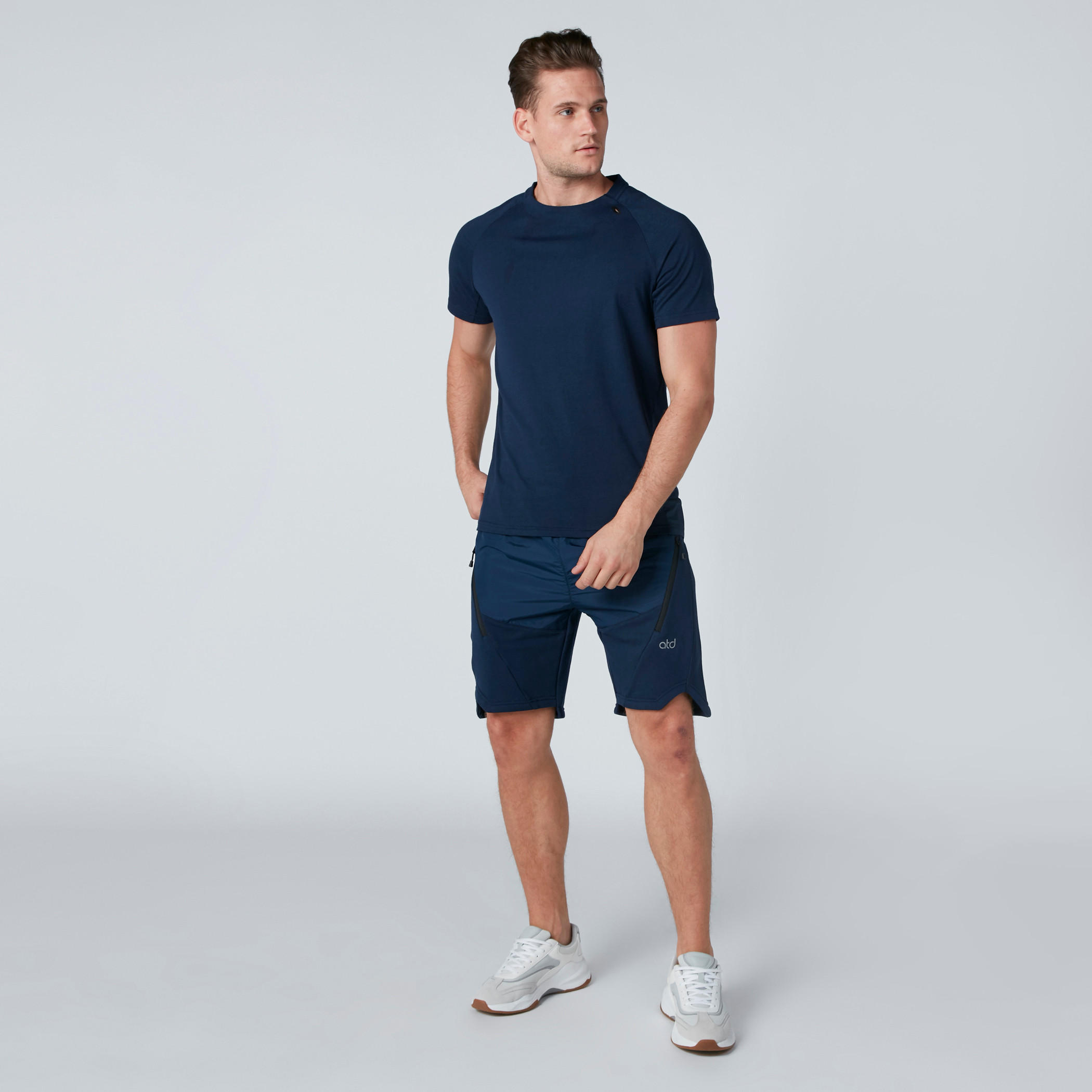 Mid-Rise Drawstring Shorts with Asymmetric Cut Detail-men-clothing-sportswearandactivewear-bottoms-image-3