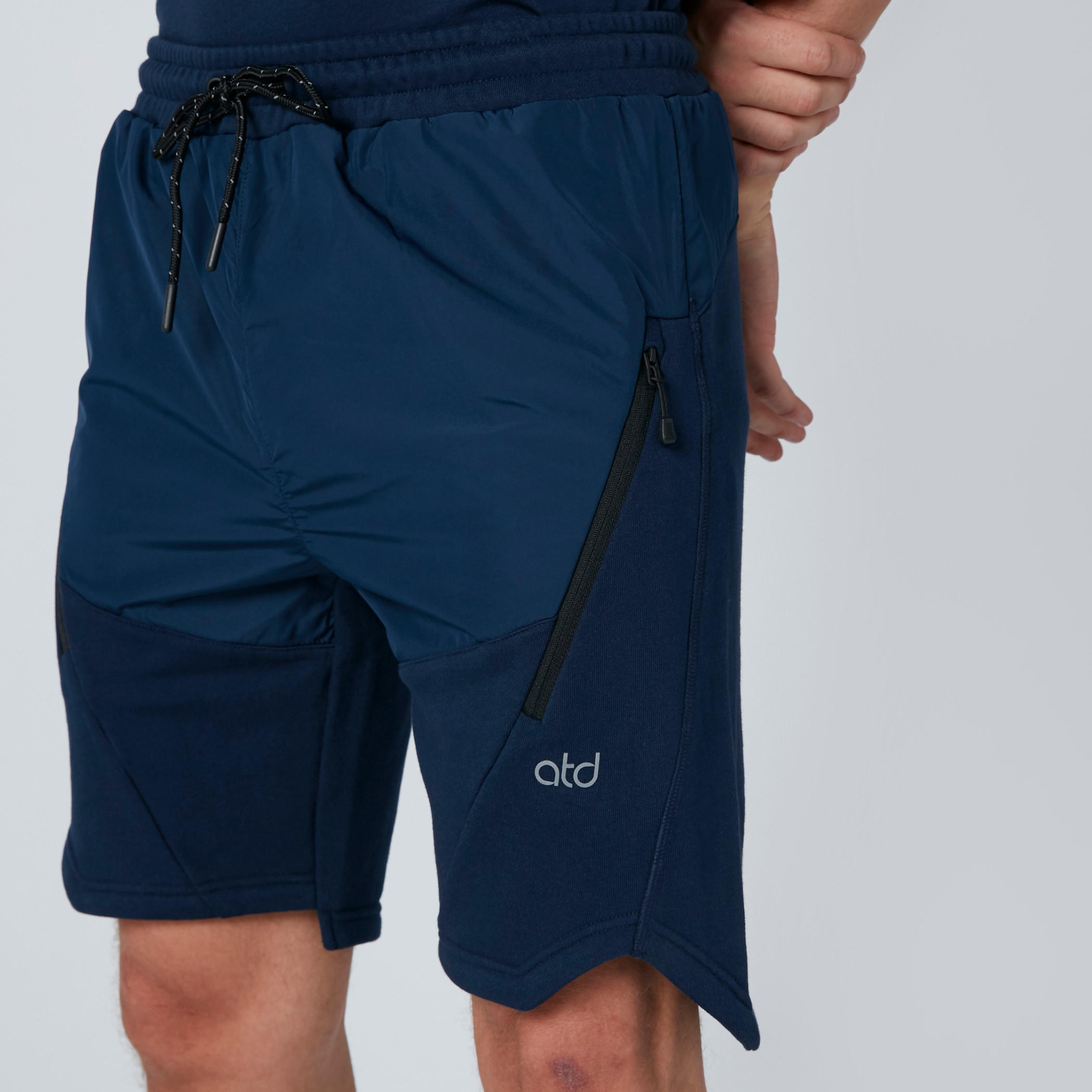Mid-Rise Drawstring Shorts with Asymmetric Cut Detail-men-clothing-sportswearandactivewear-bottoms-image-4