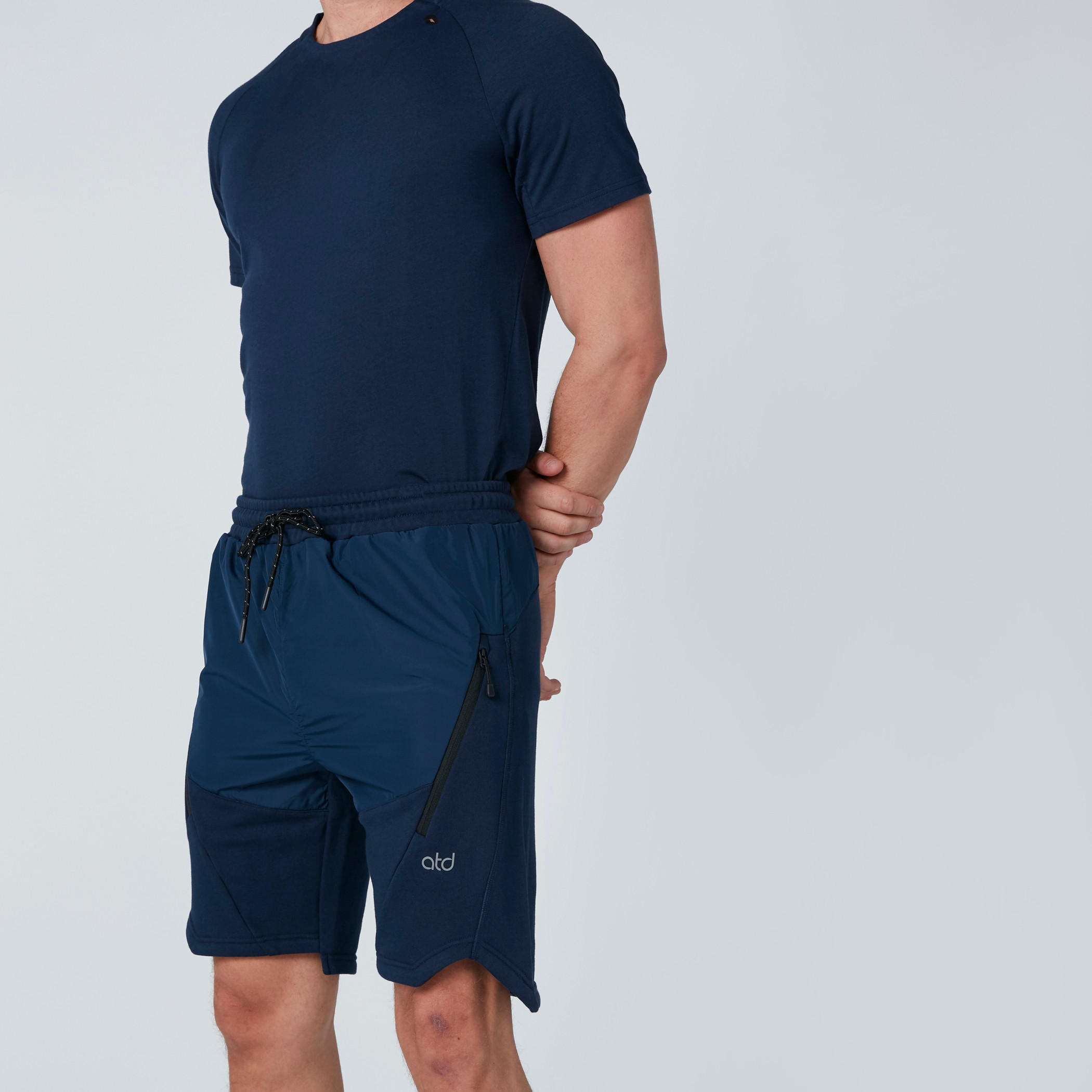 Mid-Rise Drawstring Shorts with Asymmetric Cut Detail-men-clothing-sportswearandactivewear-bottoms-image-5