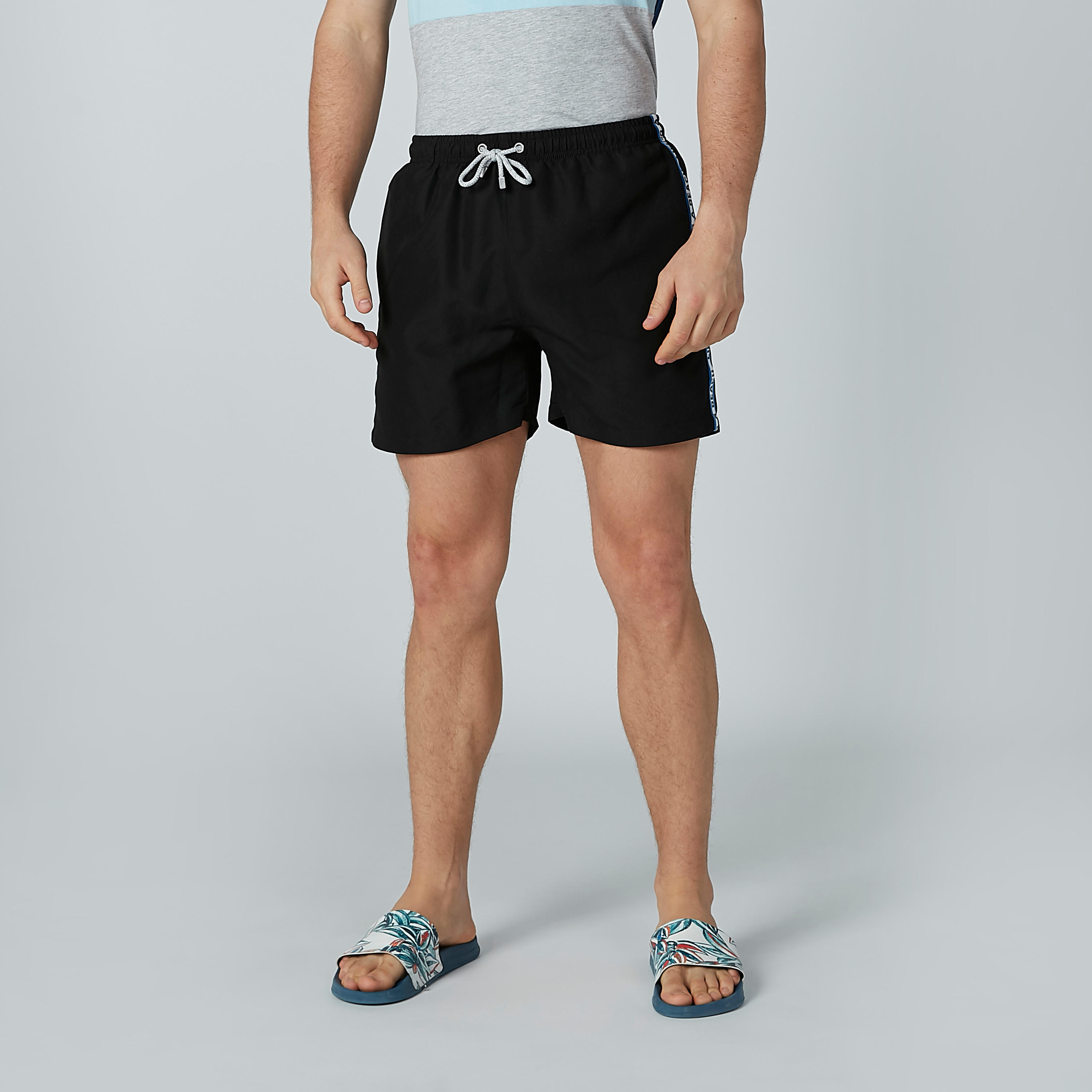 Printed Tape Detail Shorts with Drawstring-men-clothing-bottoms-shorts-image-1