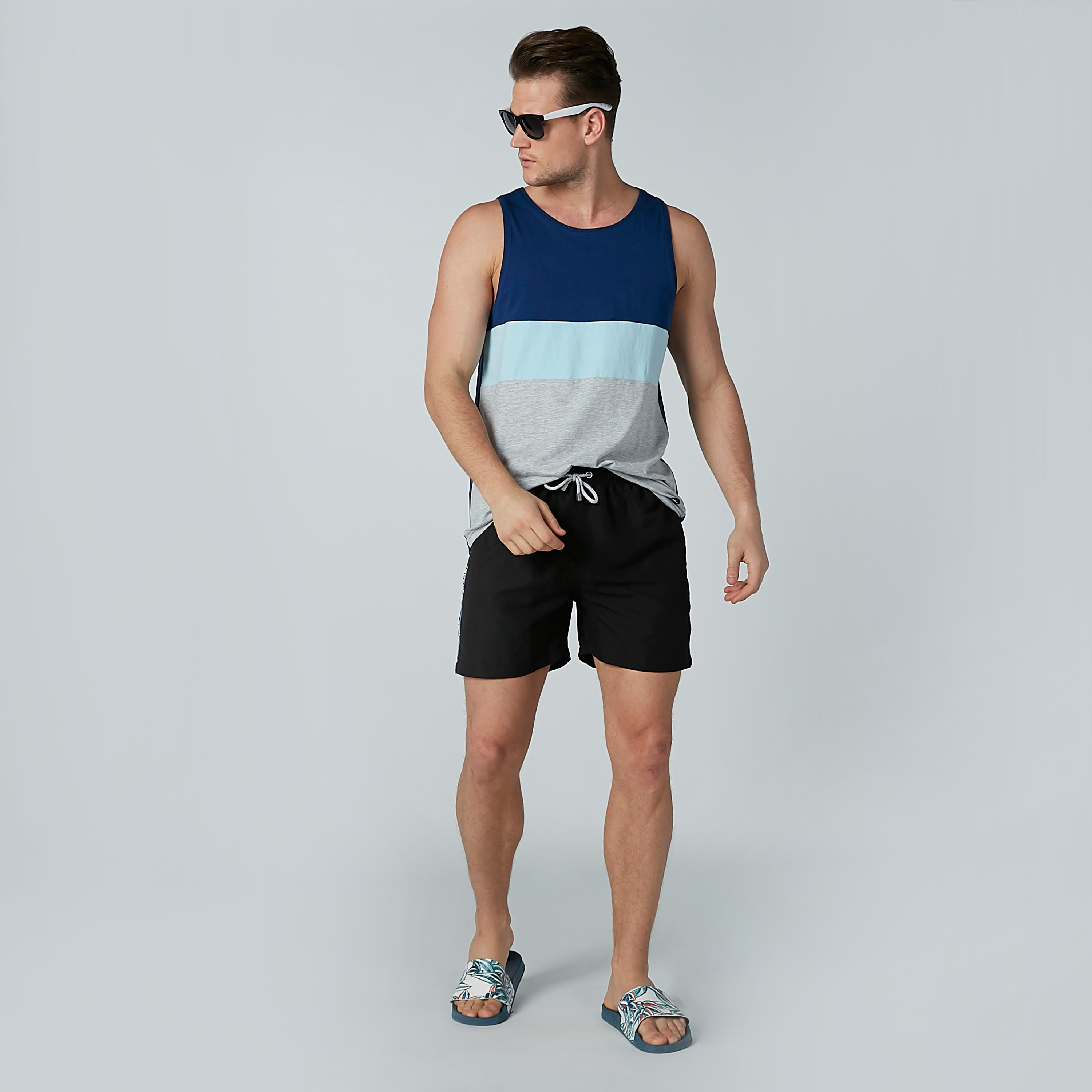 Printed Tape Detail Shorts with Drawstring-men-clothing-bottoms-shorts-image-2