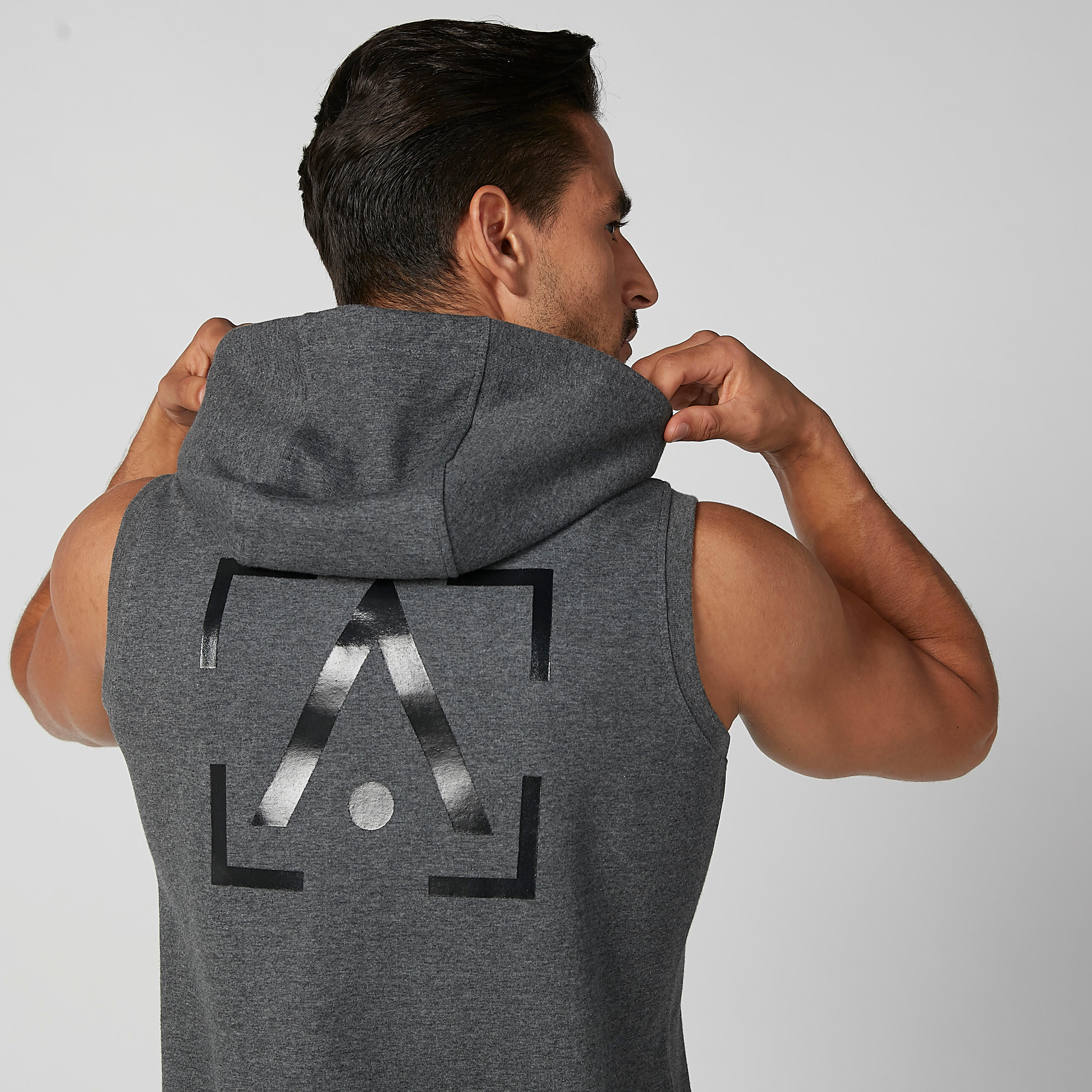 Printed Sleeveless Jacket with Kangaroo Pockets and Hood-men-clothing-jacketsandblazers-jackets-image-2
