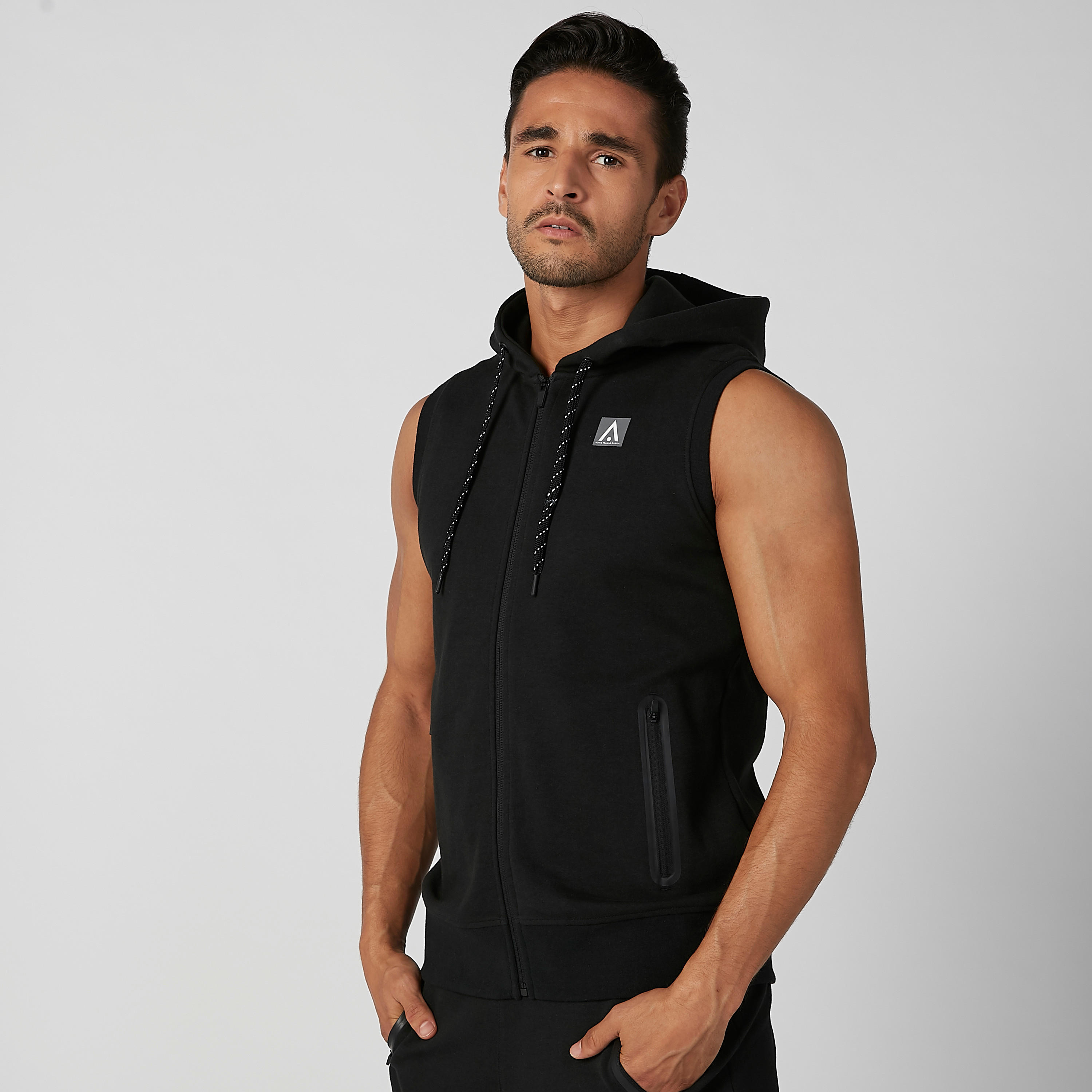 Printed Sleeveless Jacket with Kangaroo Pockets and Hood-men-clothing-jacketsandblazers-jackets-image-2