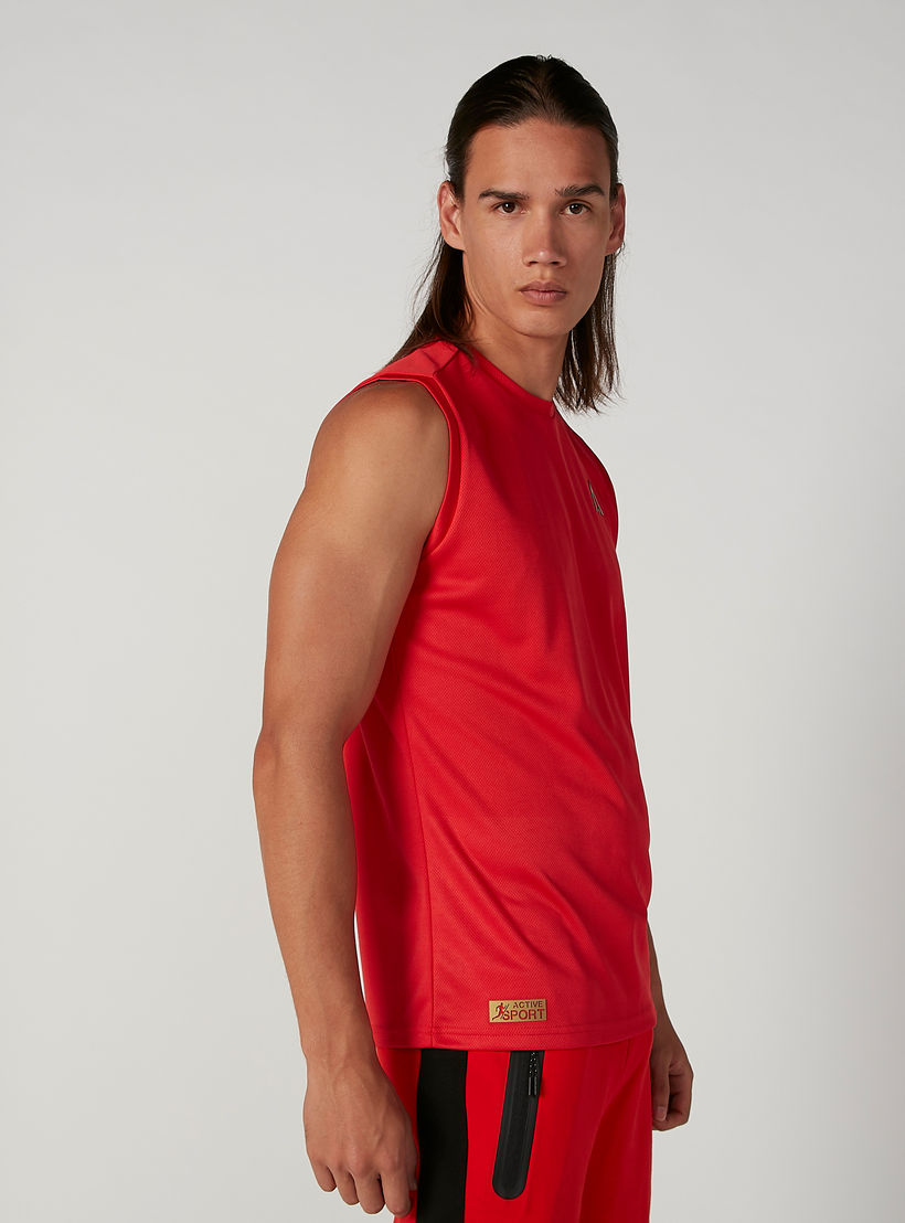 Sustaibaility Plain Sleeveless T-shirt with Round Neck-men-clothing-sportswearandactivewear-tshirtsandpolos-image-4