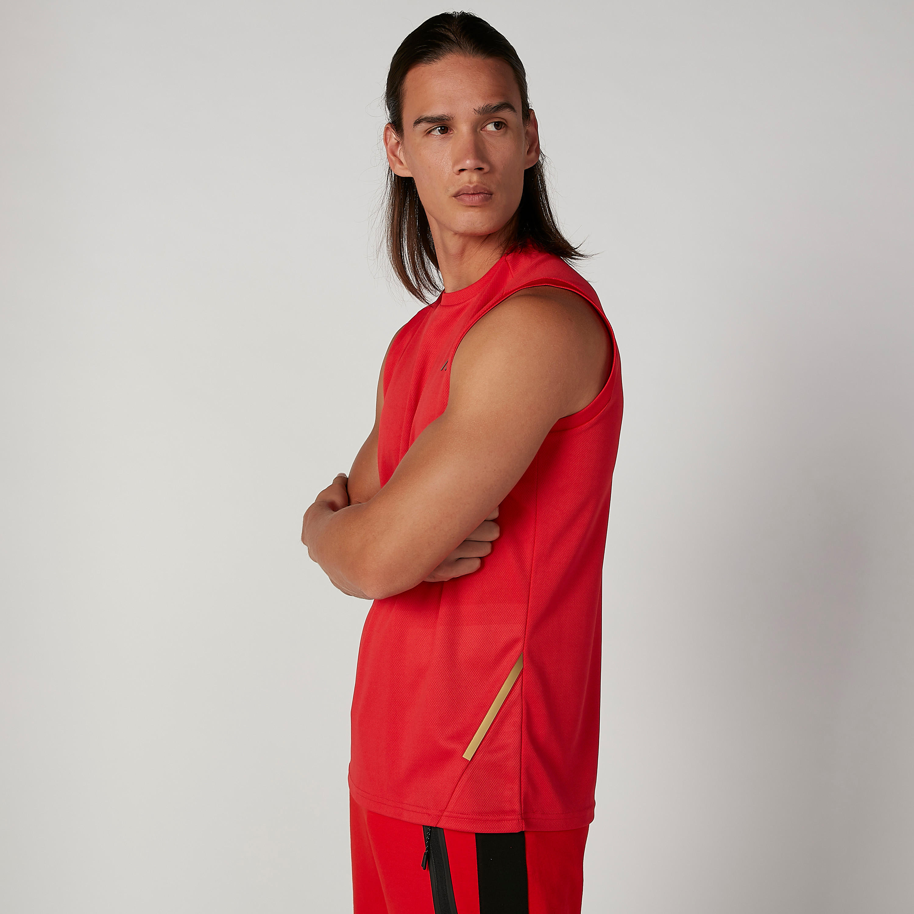 Sustaibaility Plain Sleeveless T-shirt with Round Neck-men-clothing-sportswearandactivewear-tshirtsandpolos-image-5