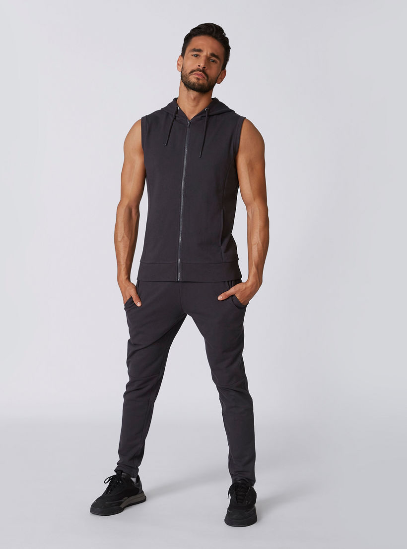 Sustainable Plain Sleeveless Hoodie with Kangaroo Pockets-men-winterwear-hoodiesandsweatshirts-image-2