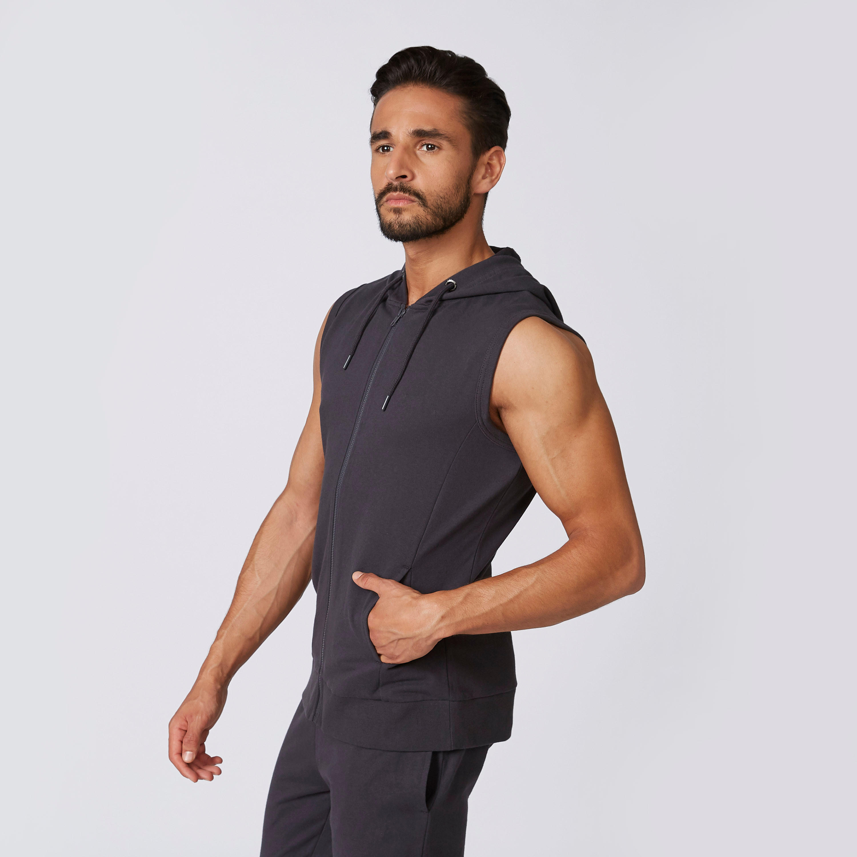 Sustainable Plain Sleeveless Hoodie with Kangaroo Pockets-men-winterwear-hoodiesandsweatshirts-image-5