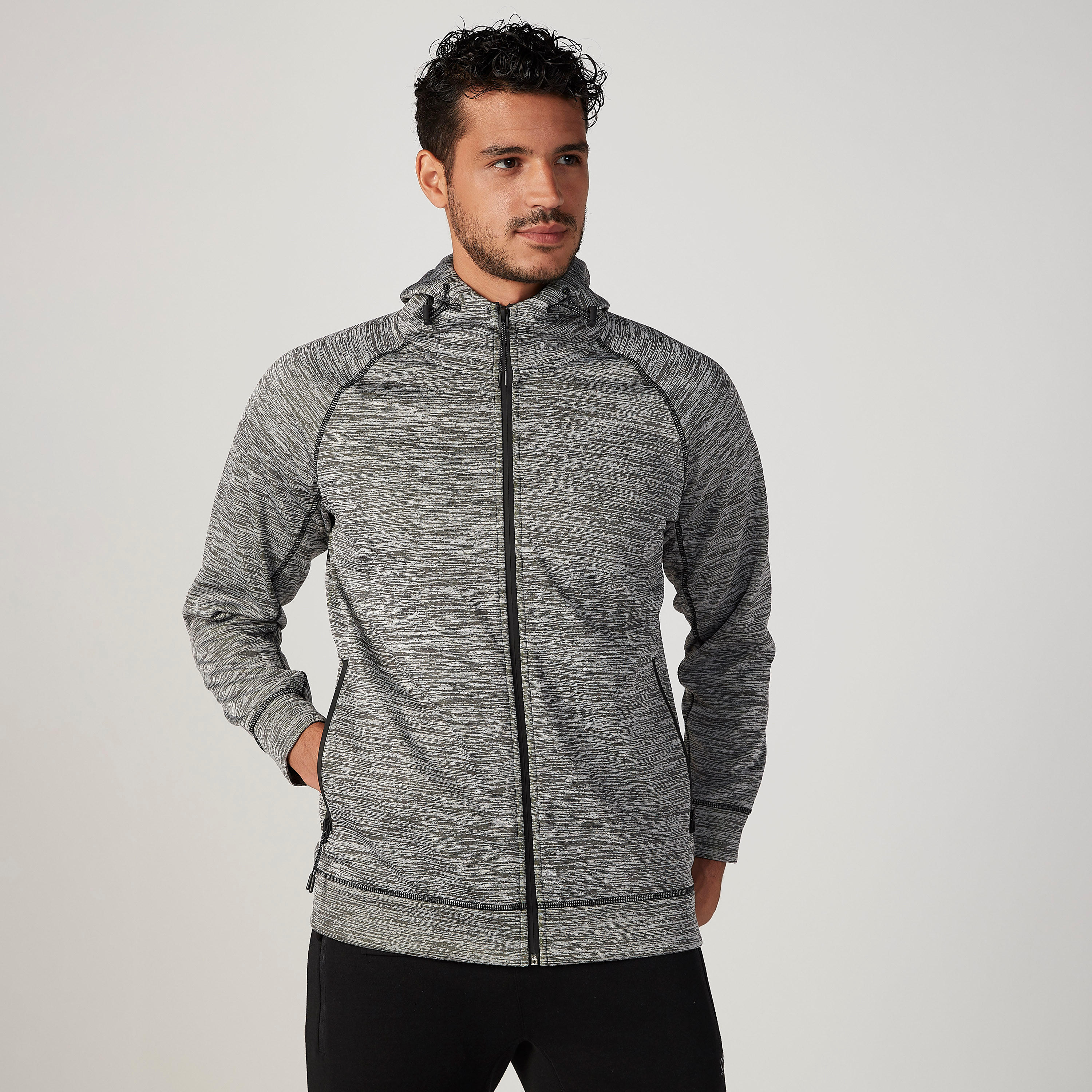 Textured Hooded Jacket with Long Sleeves and Pockets-men-clothing-jacketsandblazers-jackets-image-1