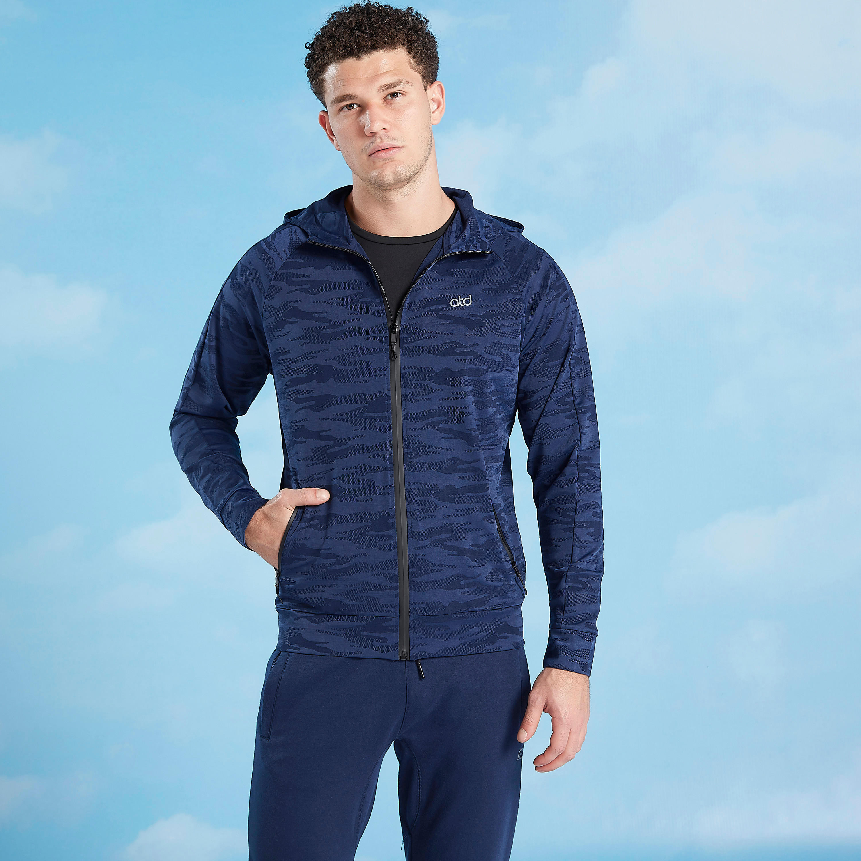 Printed Hooded Jacket with Long Sleeves and Hood-men-clothing-jacketsandblazers-jackets-image-1