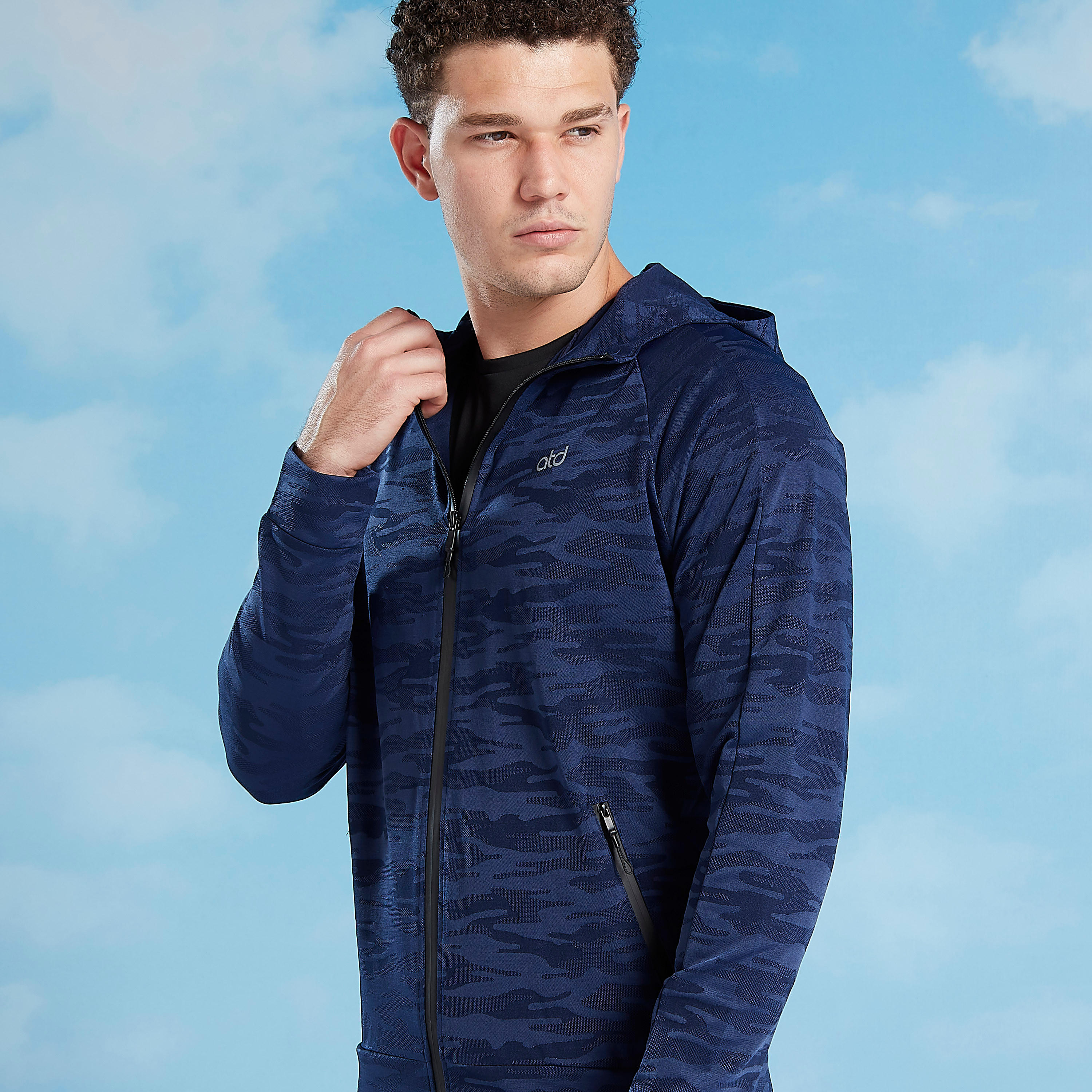 Printed Hooded Jacket with Long Sleeves and Hood-men-clothing-jacketsandblazers-jackets-image-3