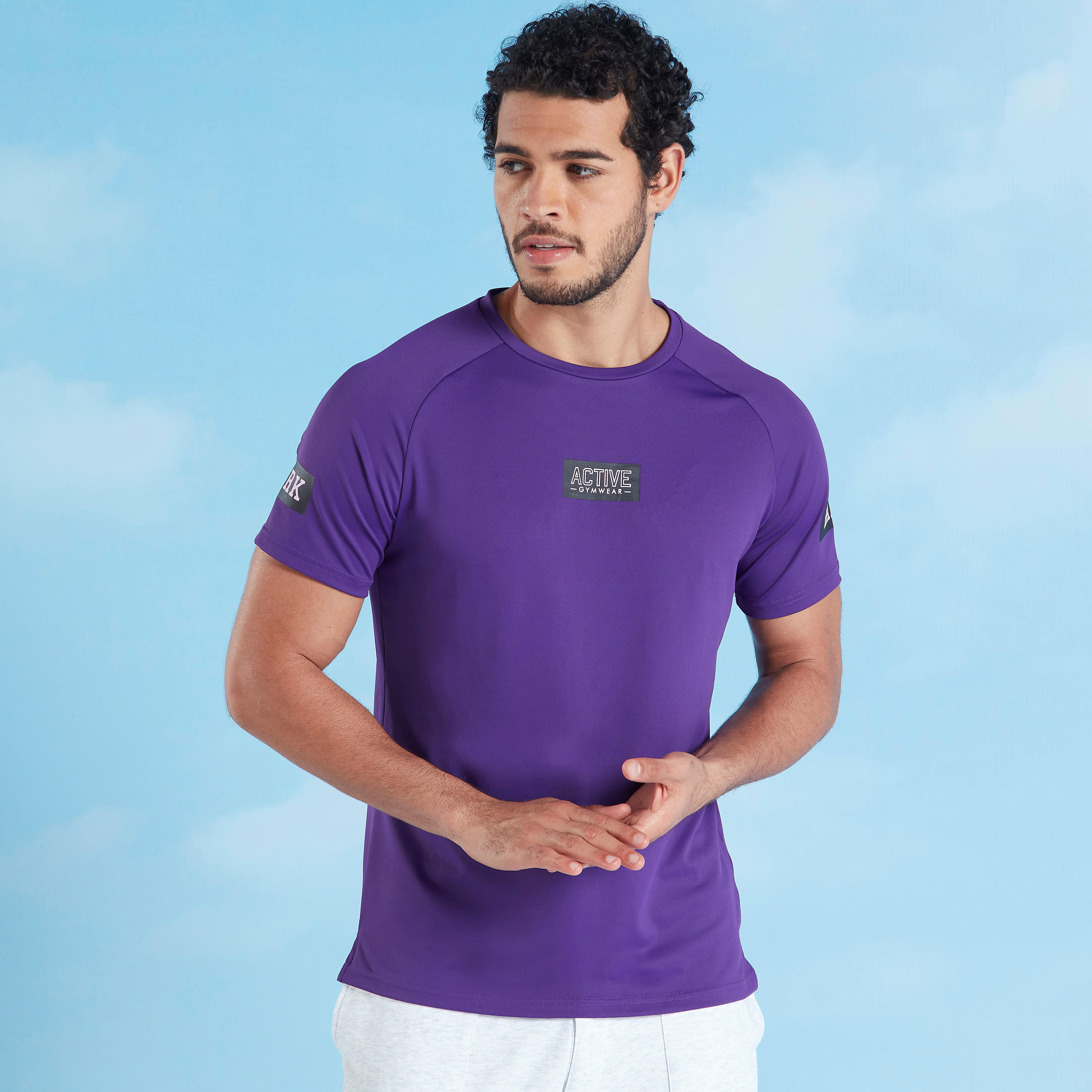 Sustainable Printed T-shirt with Round Neck and Raglan Sleeves-men-clothing-sportswearandactivewear-tshirtsandpolos-image-1