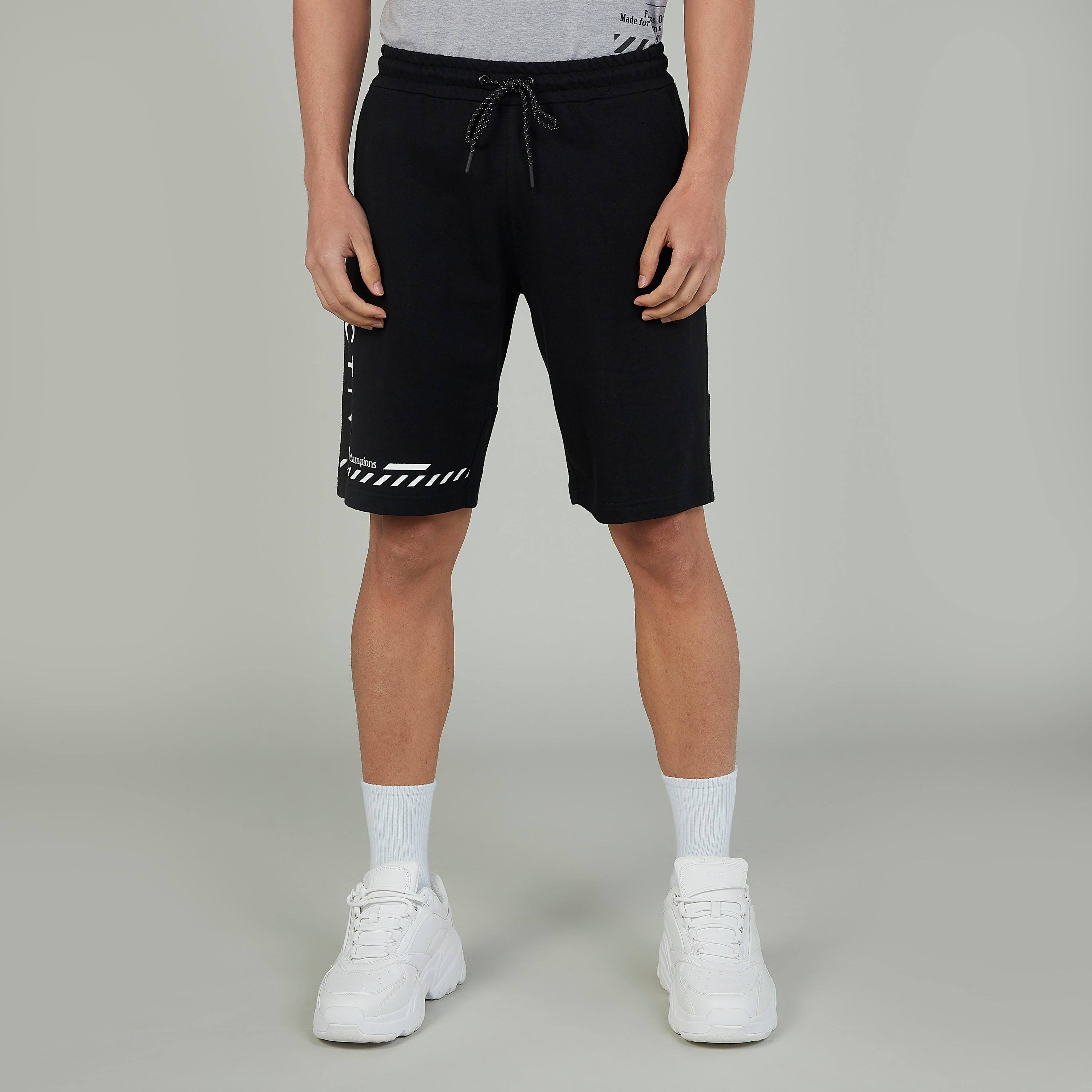 Sustainable Printed Shorts with Elasticised Waistband and Pockets-men-clothing-sportswearandactivewear-bottoms-image-1