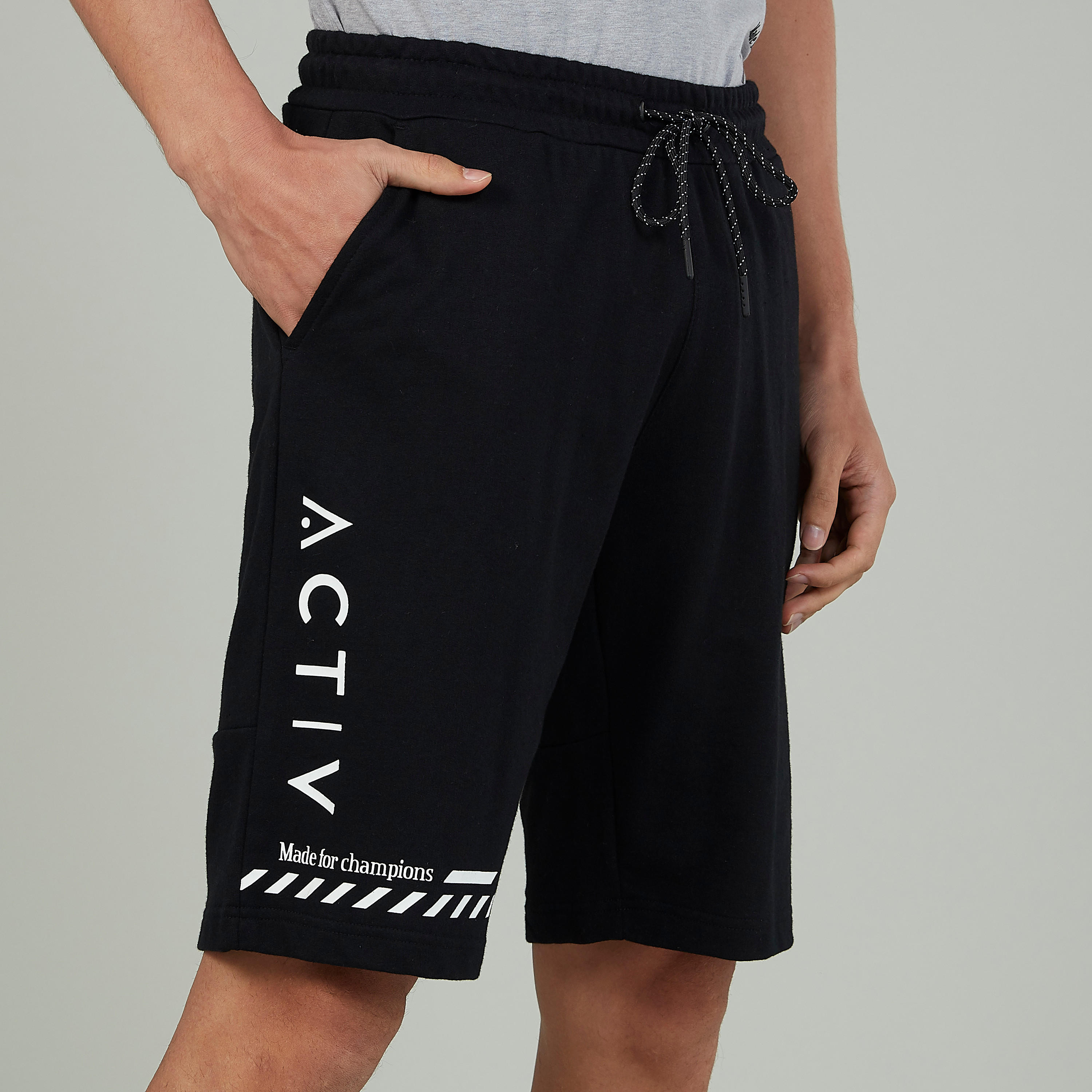 Sustainable Printed Shorts with Elasticised Waistband and Pockets-men-clothing-sportswearandactivewear-bottoms-image-3