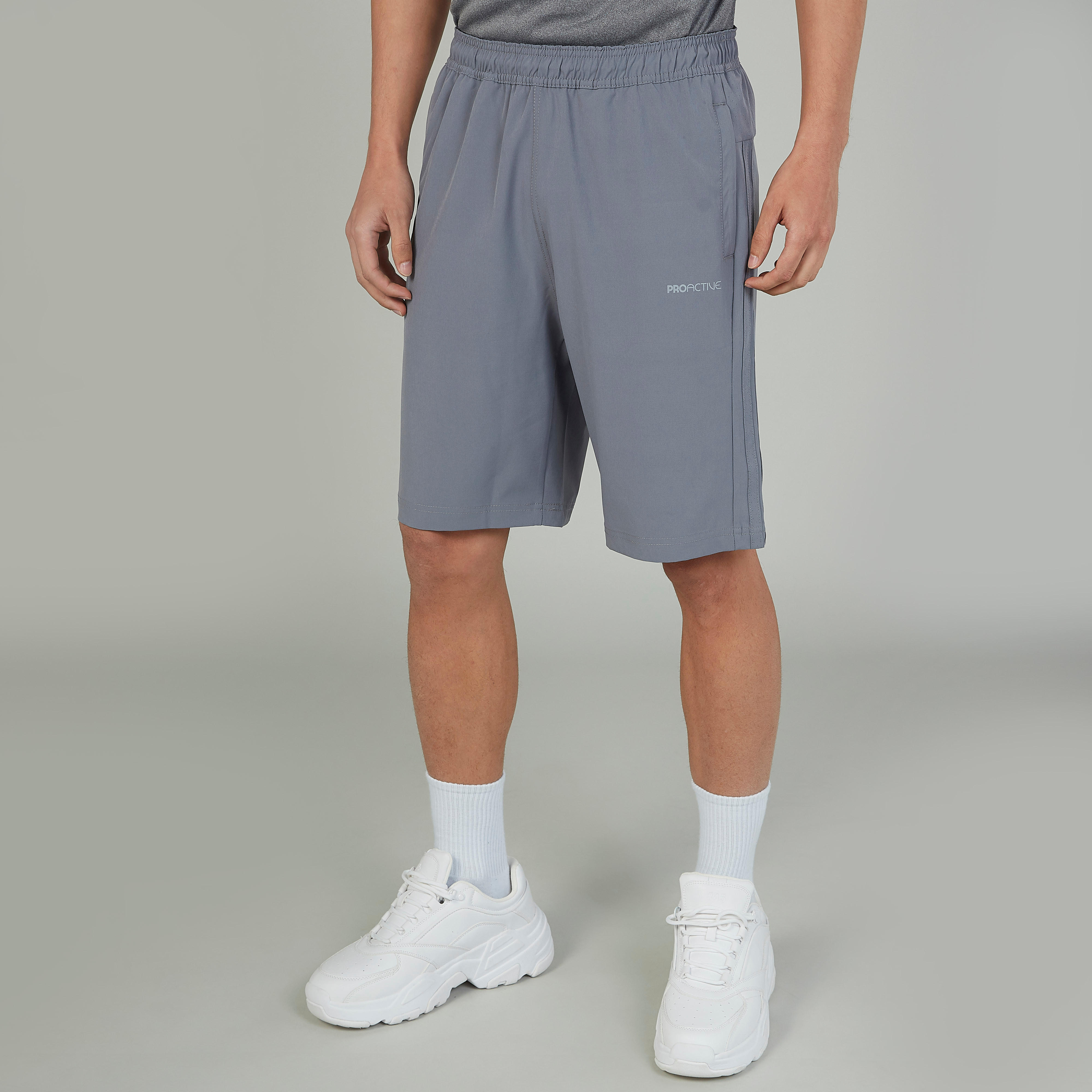 شورت سادة بخصر مطّاطي-men-clothing-sportswearandactivewear-bottoms-image-1