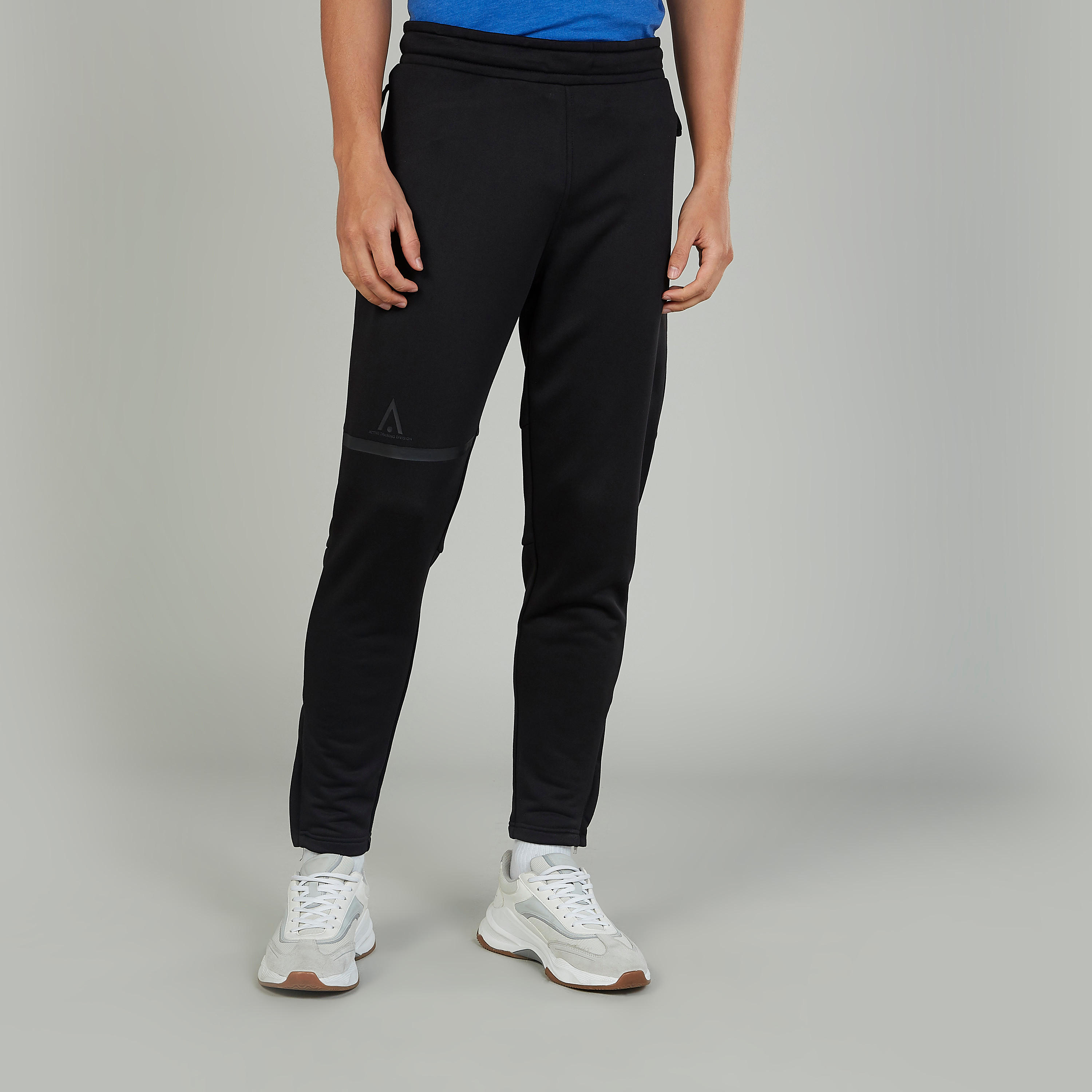Full Length Plain Pants with Elasticised Waistband-men-clothing-sportswearandactivewear-bottoms-image-1