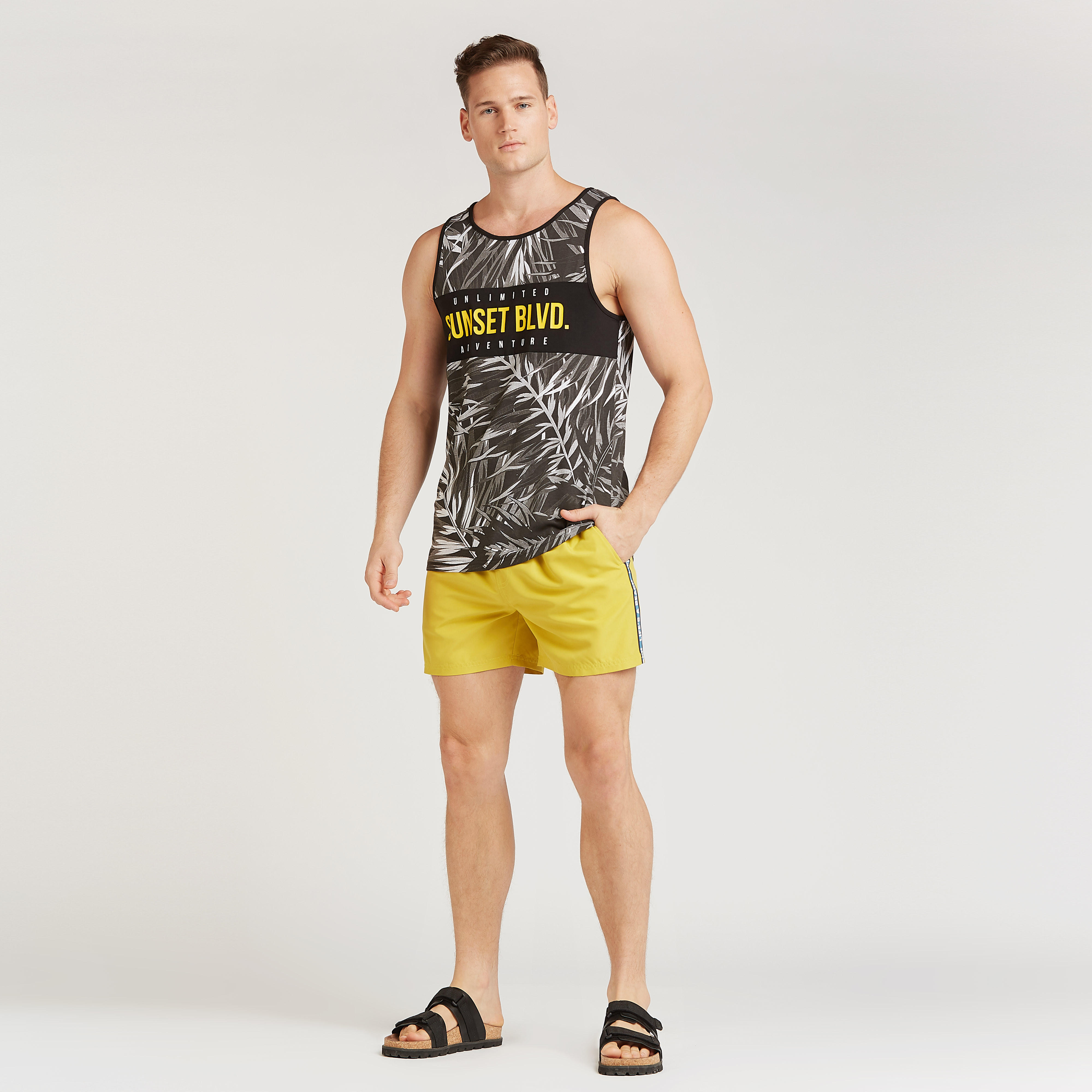 Tape Detail Shorts with Pockets and Drawstring-men-clothing-bottoms-shorts-image-2
