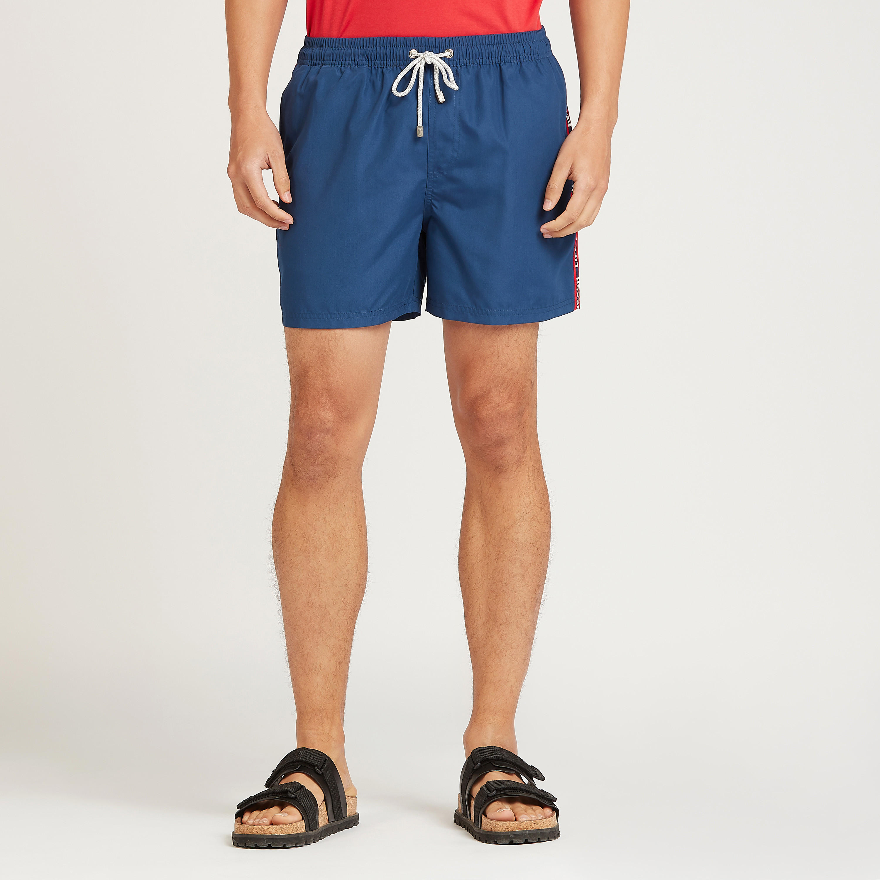 Solid Shorts with Pocket and Tape Detail-men-clothing-bottoms-shorts-image-1