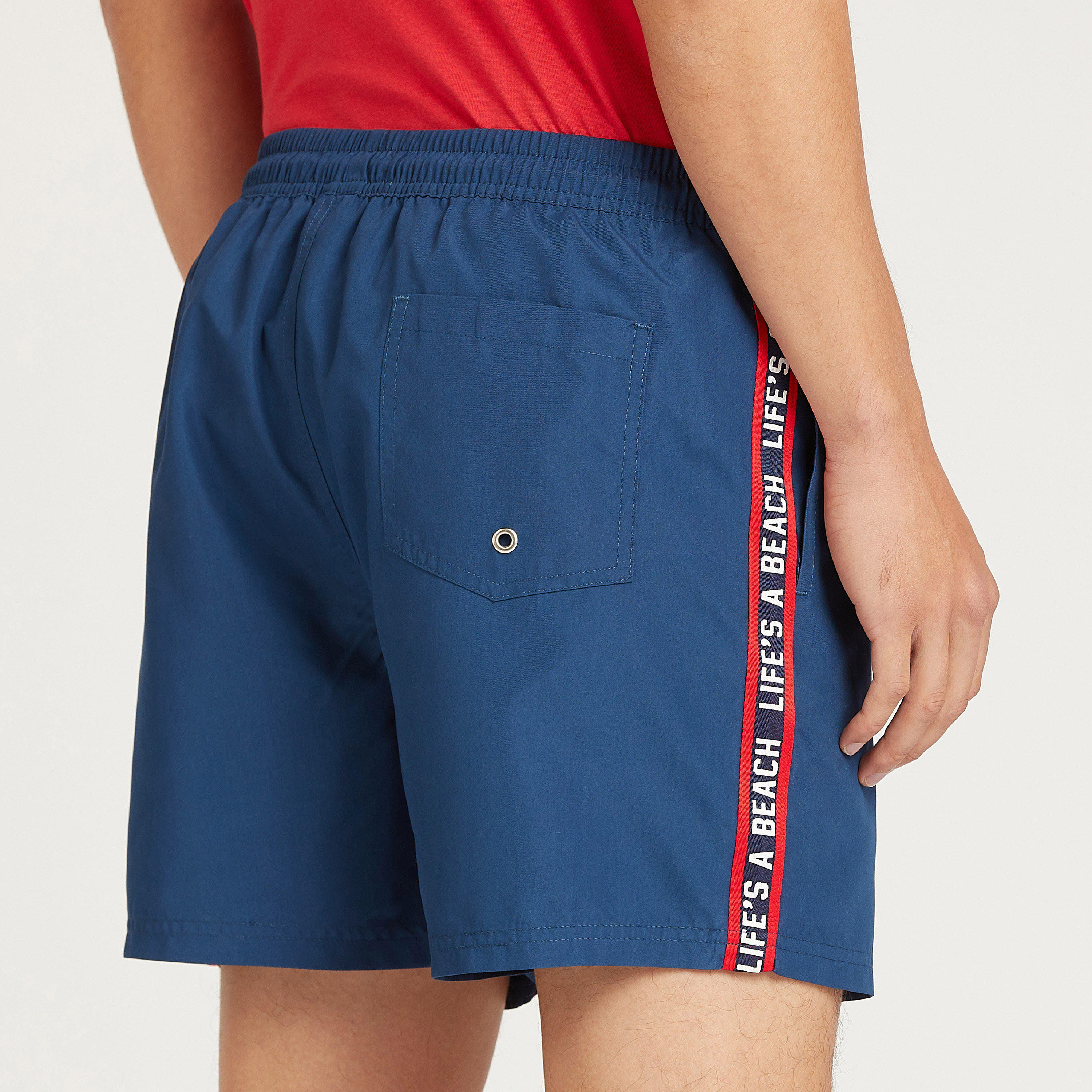 Solid Shorts with Pocket and Tape Detail-men-clothing-bottoms-shorts-image-3