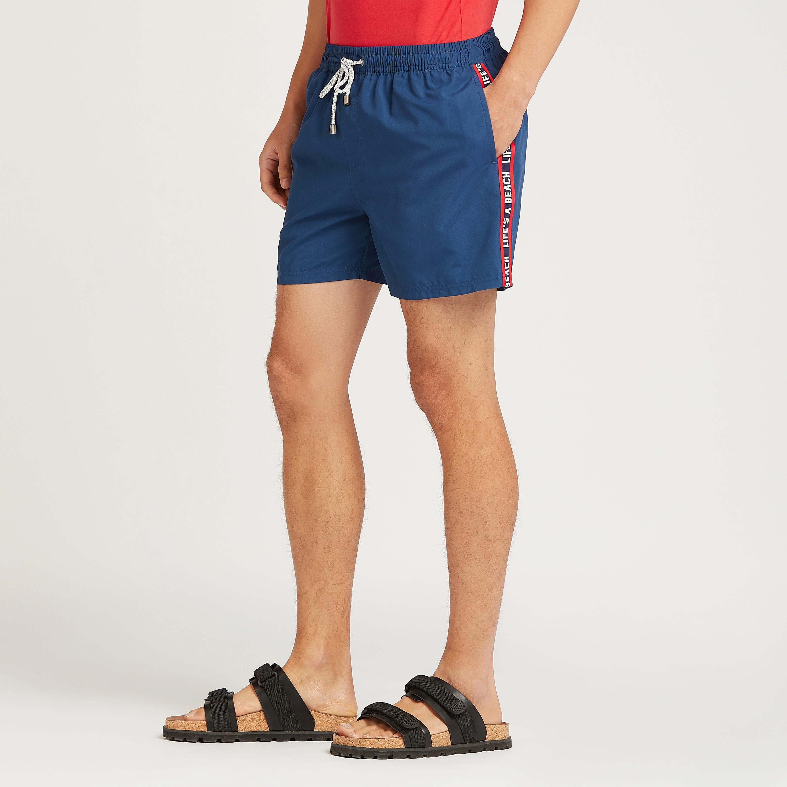 Solid Shorts with Pocket and Tape Detail-men-clothing-bottoms-shorts-image-4