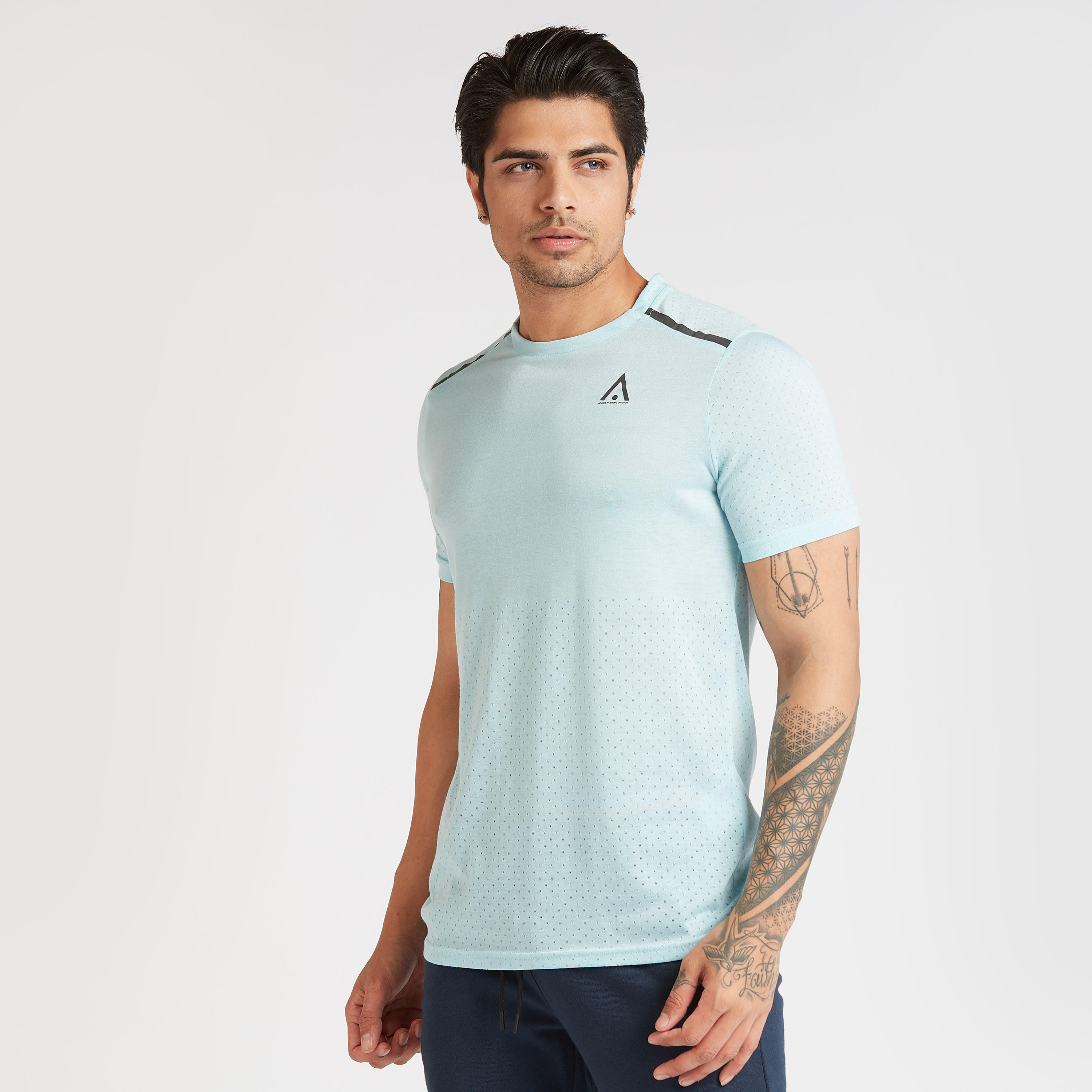 Solid T-shirt with Crew Neck and Short Sleeves-men-clothing-sportswearandactivewear-tshirtsandpolos-image-1