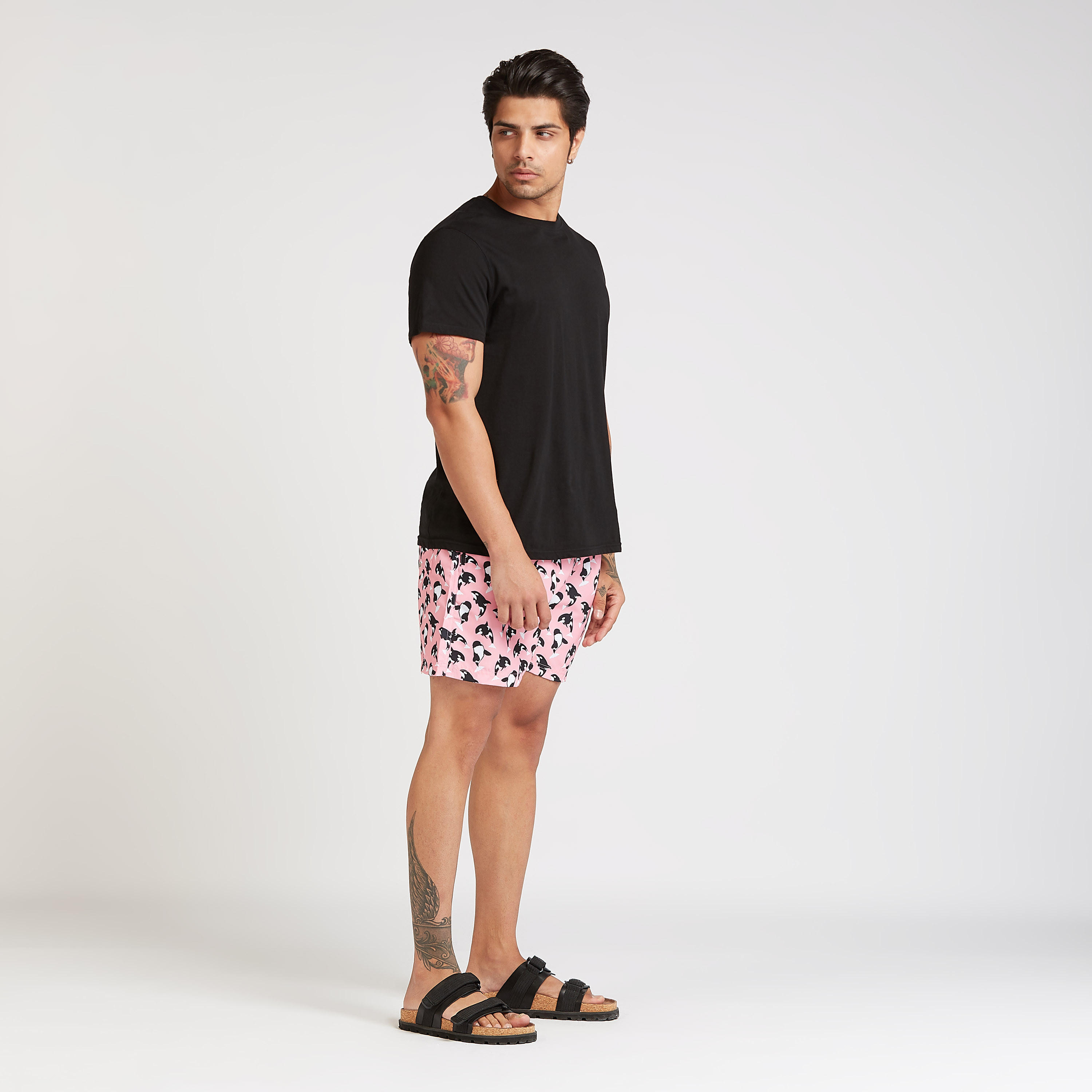 Printed Shorts with Elasticised Waistband and Drawstring-men-clothing-bottoms-shorts-image-2