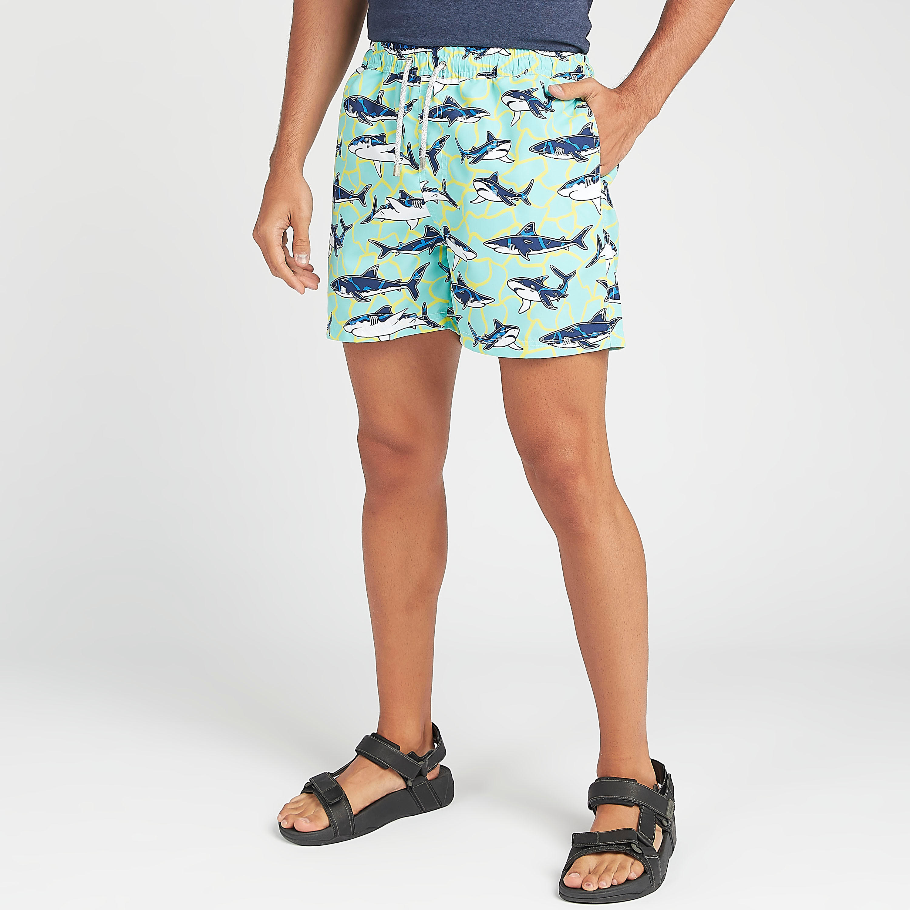 Printed Beach Shorts with Drawstring Closure-men-clothing-bottoms-shorts-image-1