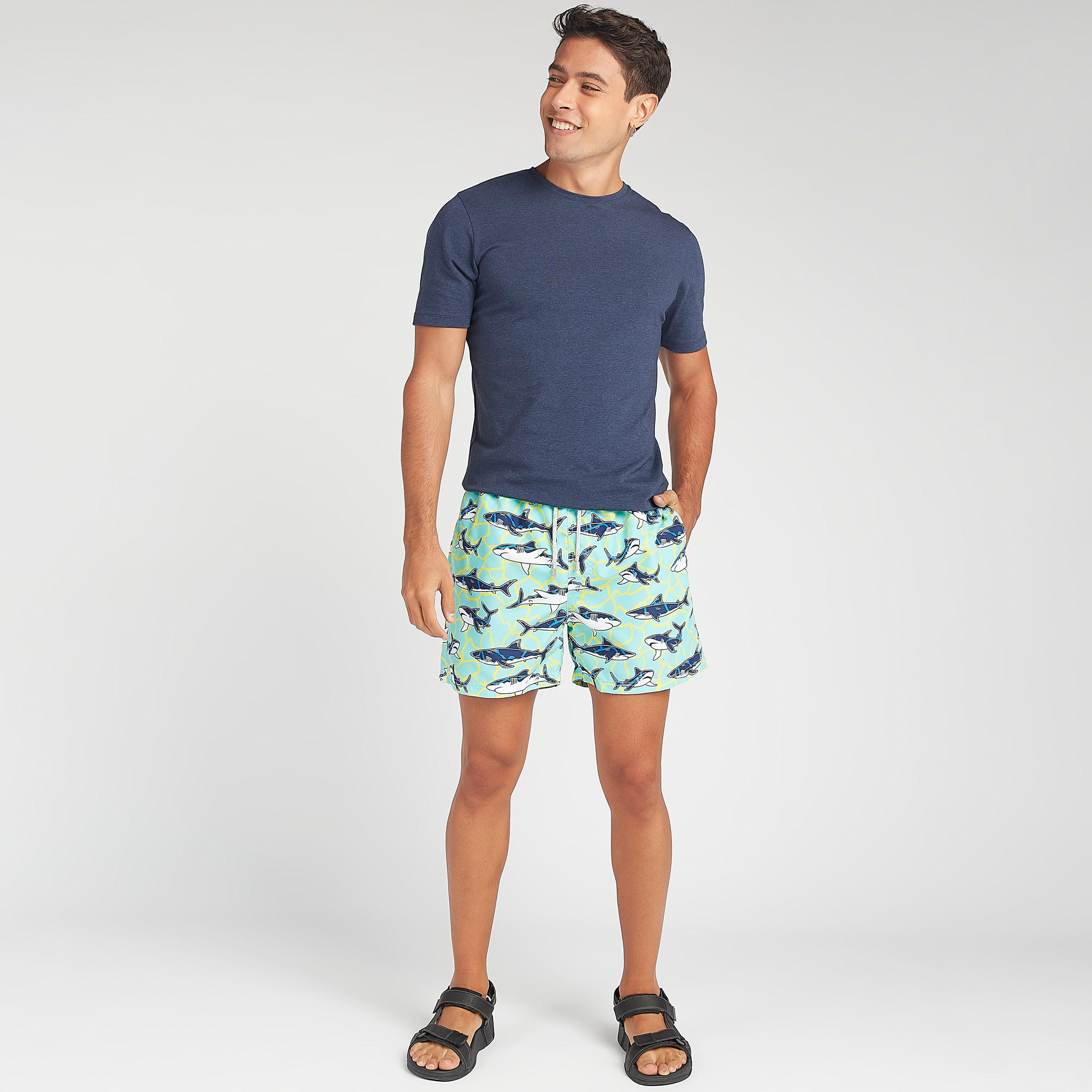 Printed Beach Shorts with Drawstring Closure-men-clothing-bottoms-shorts-image-2